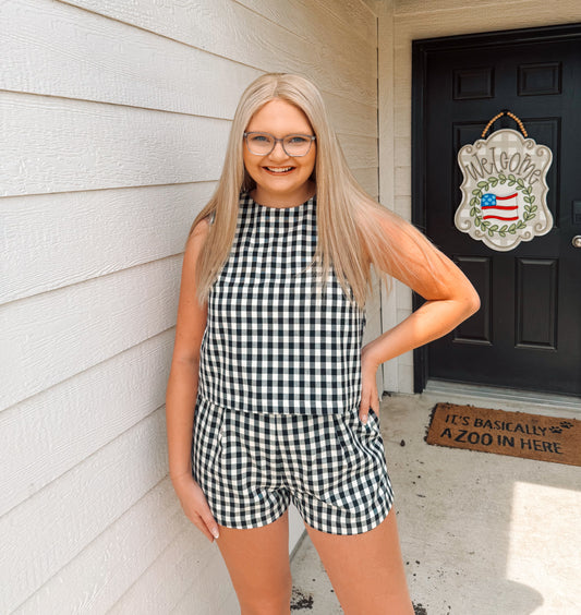 Gingham Girl Set - Black