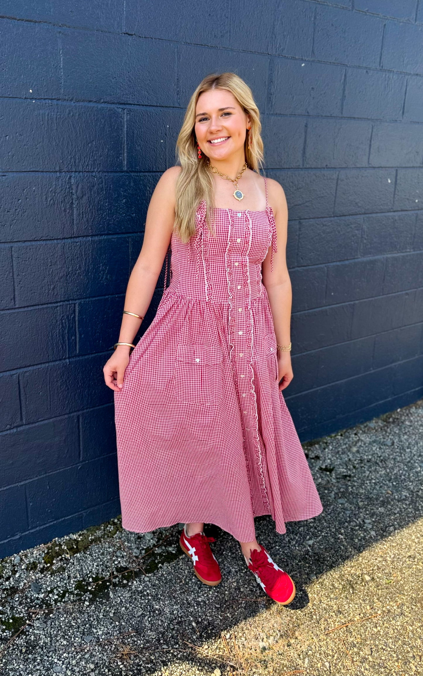 Gingham Time Midi - Red Mix