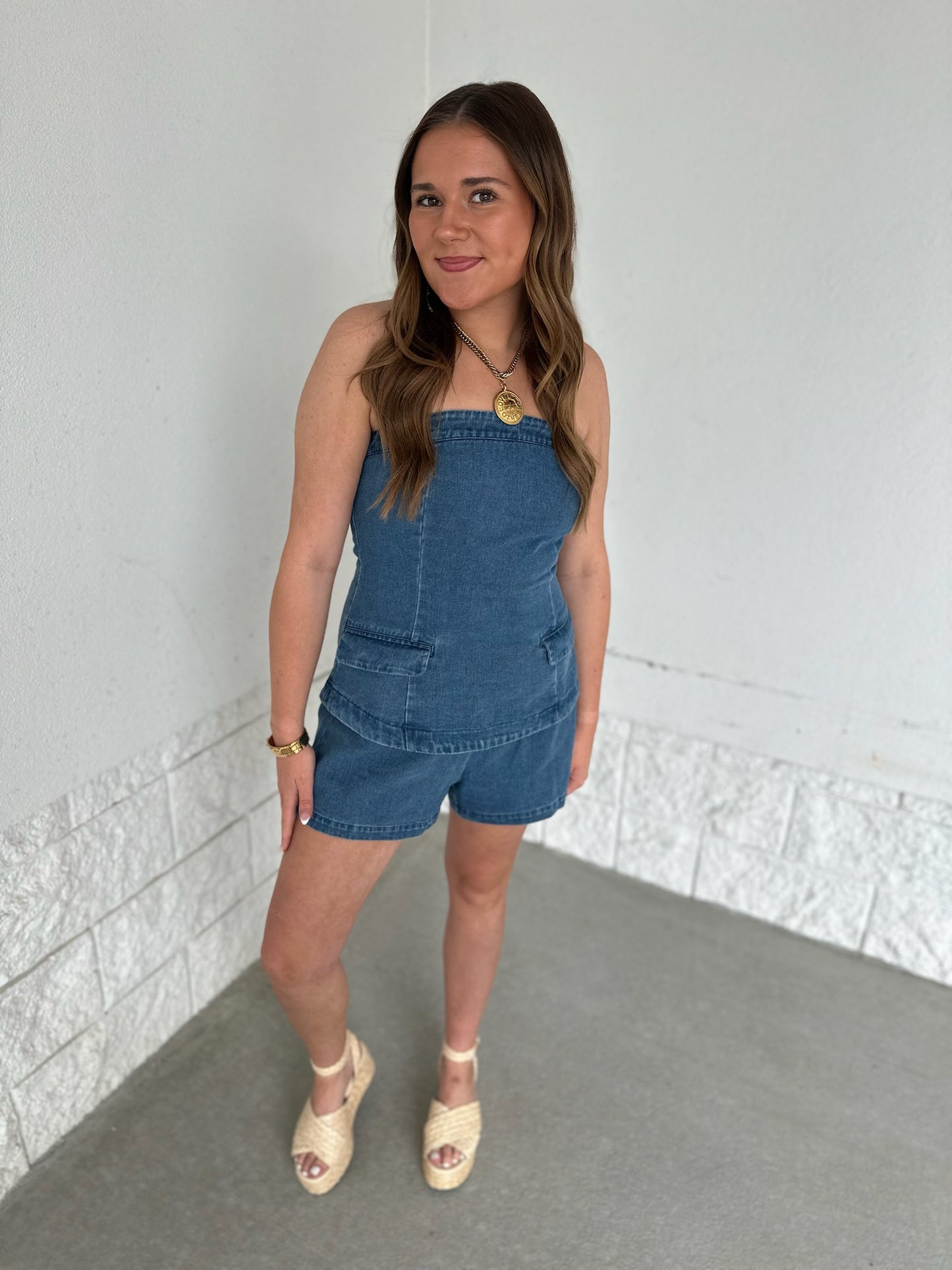 Batter Up Denim Romper