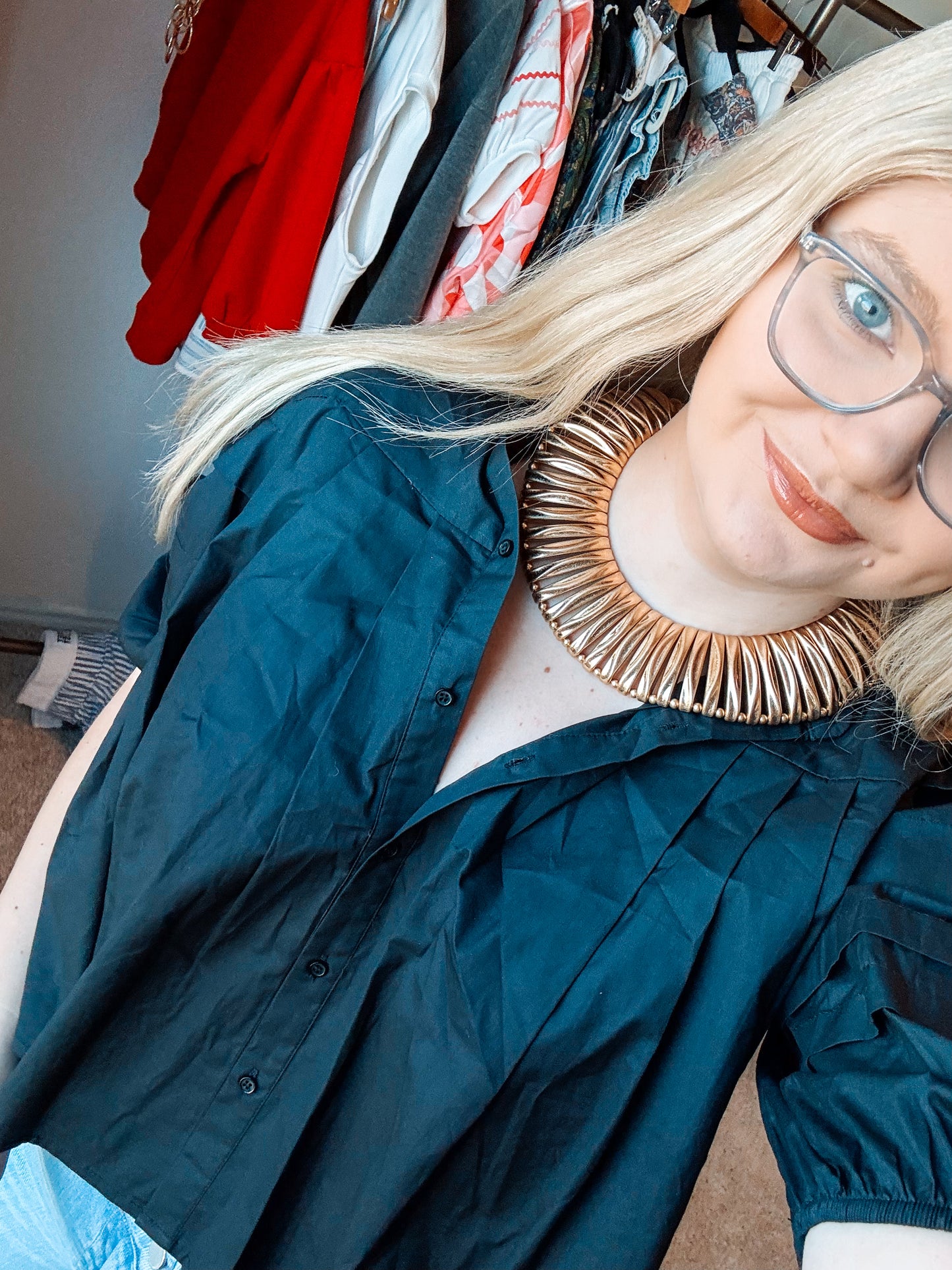 Pleated Pintuck Blouse - Black