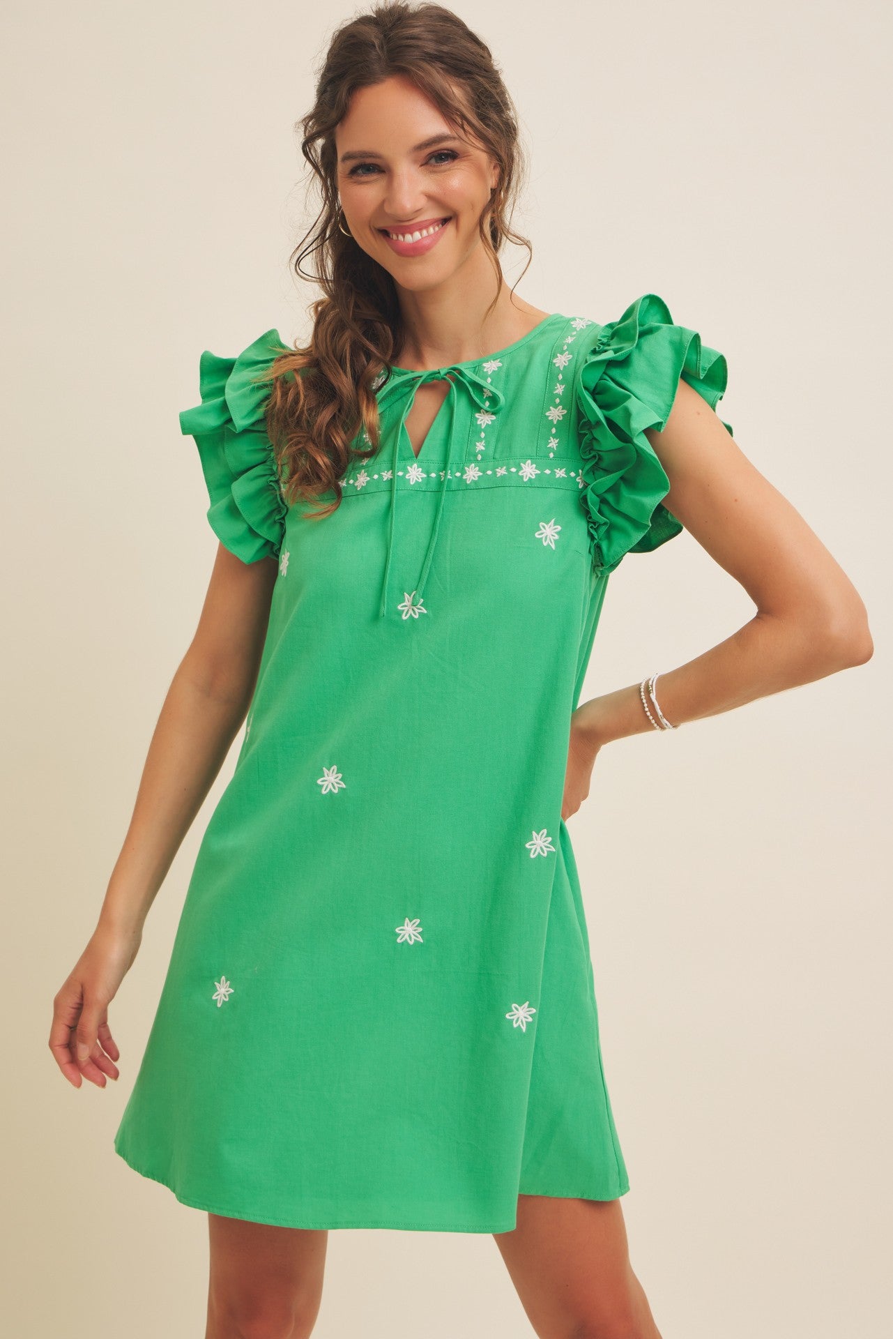 Millie Elegant Mini Dress-Kelly Green