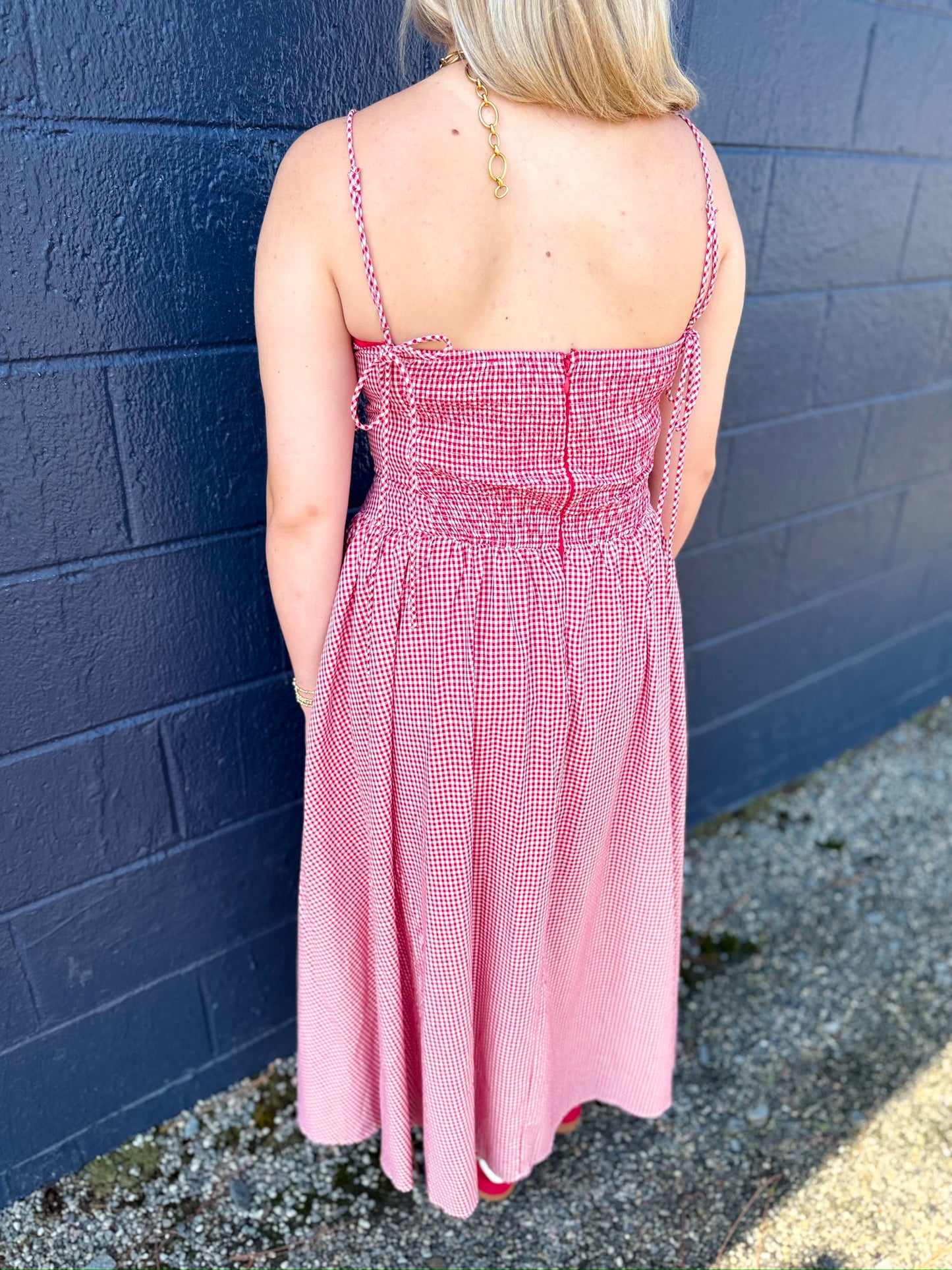 Gingham Time Midi - Red Mix