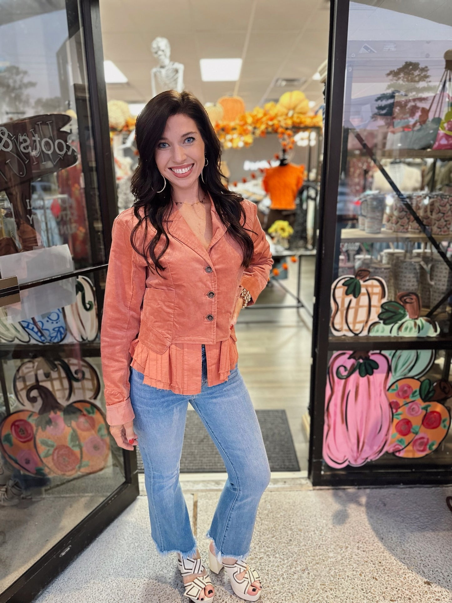 Contrasted Peplum Jacket