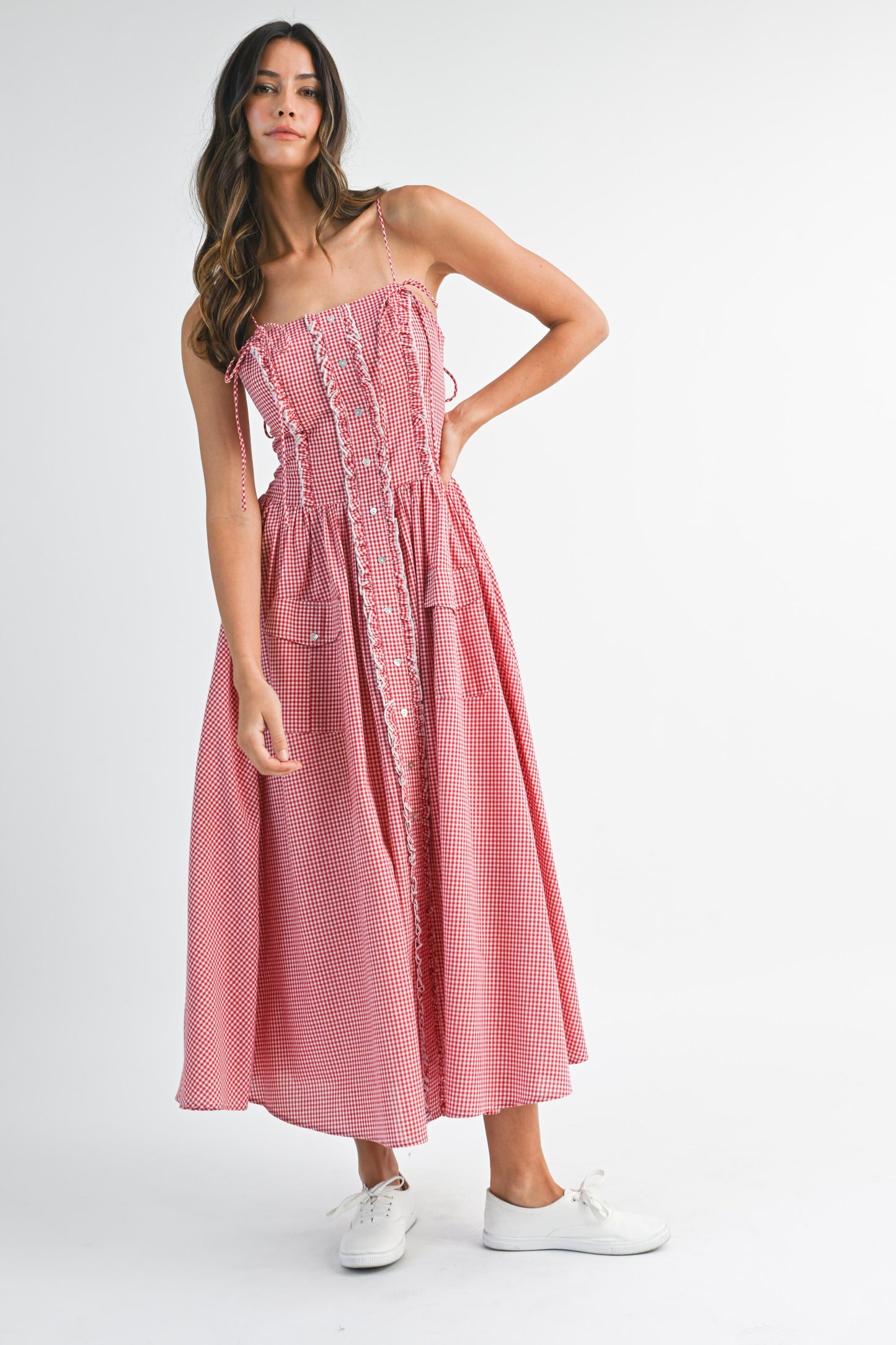 Gingham Time Midi - Red Mix