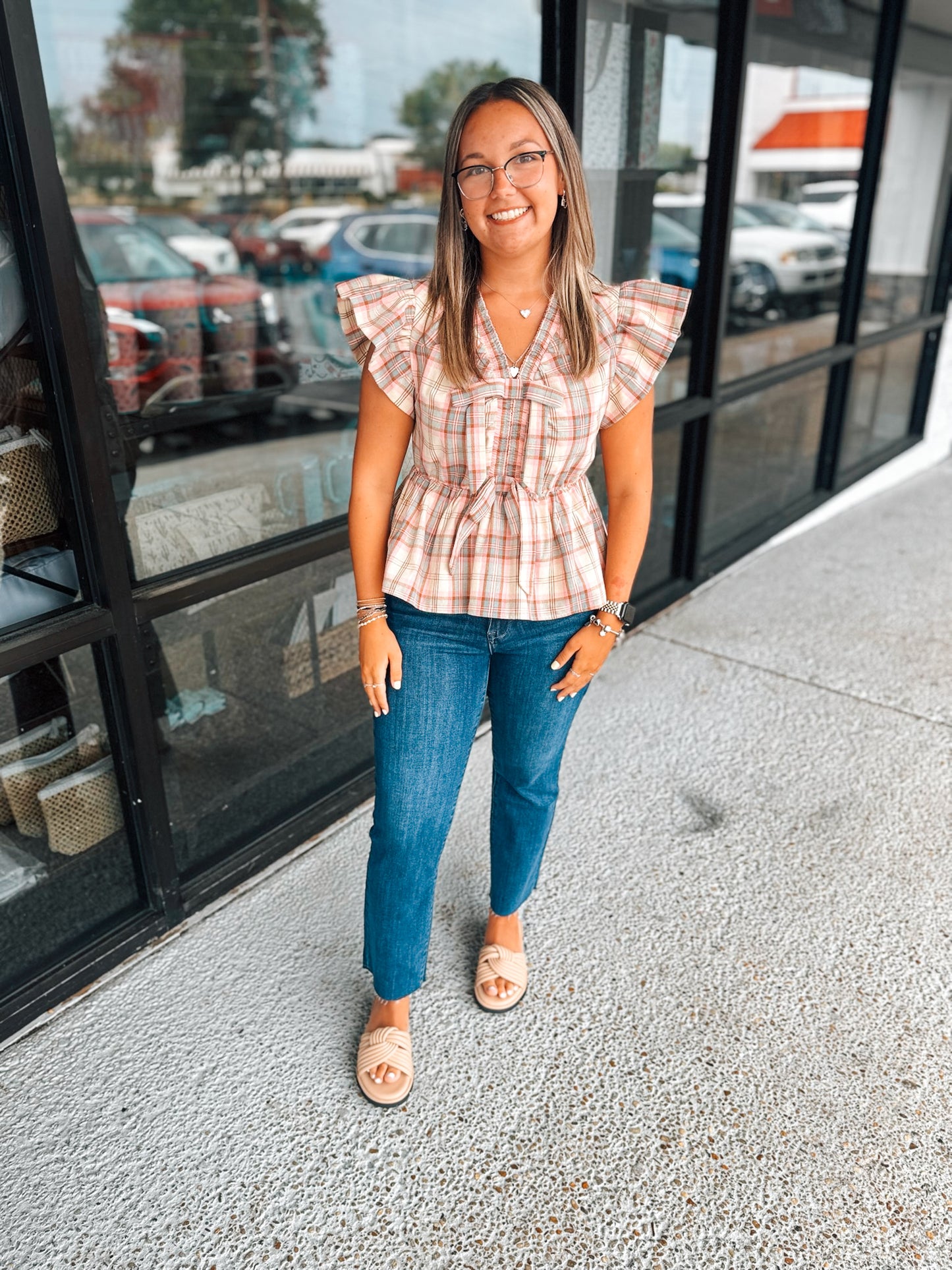 Plaid Check Kiss Top - Pink