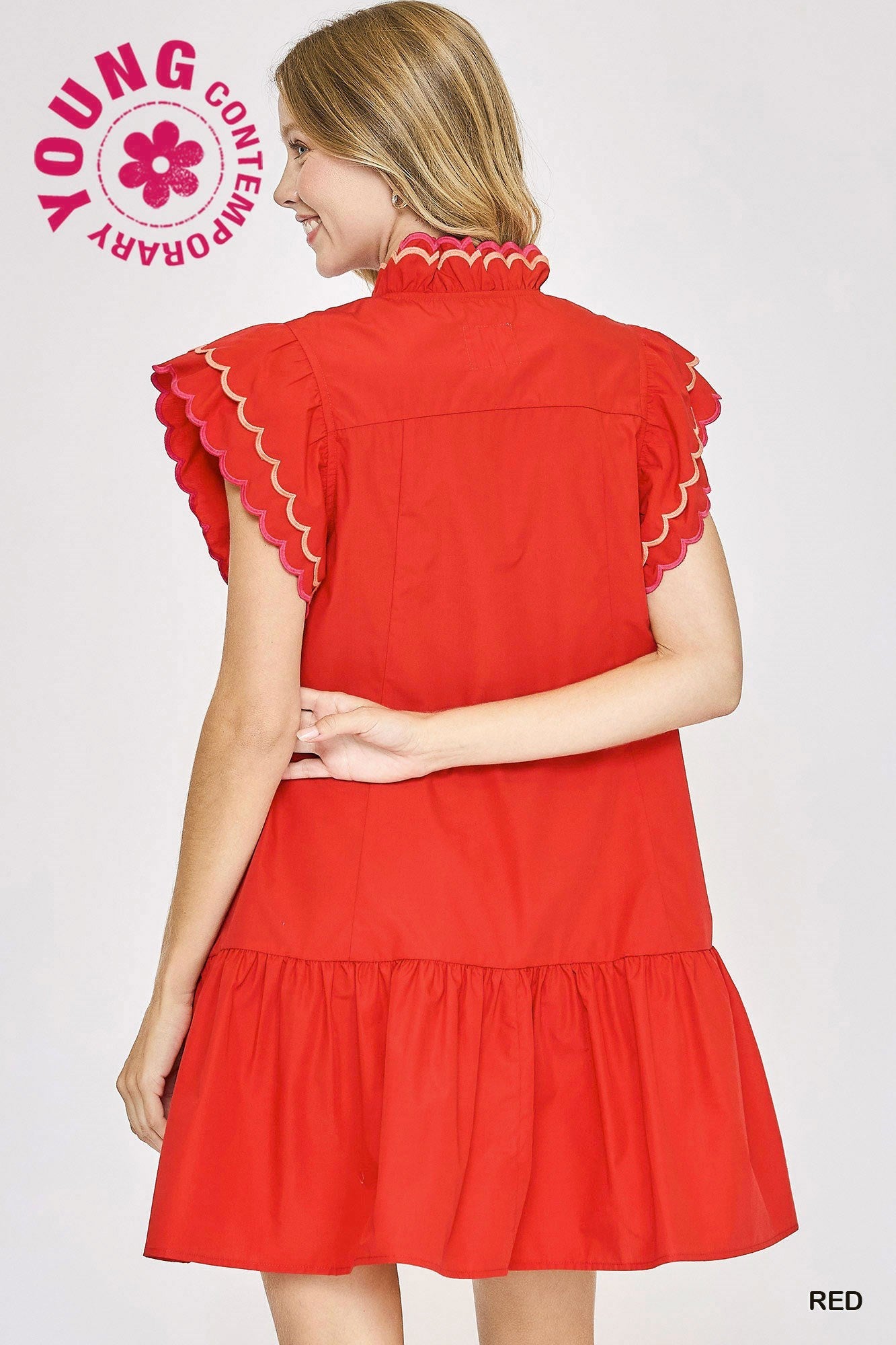 Cynthia Ruffle Mini-Red