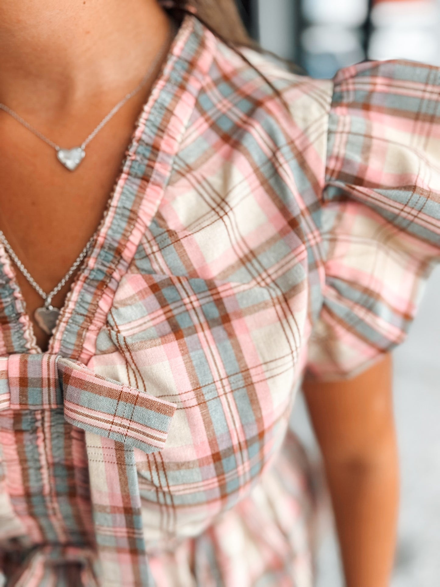 Plaid Check Kiss Top - Pink