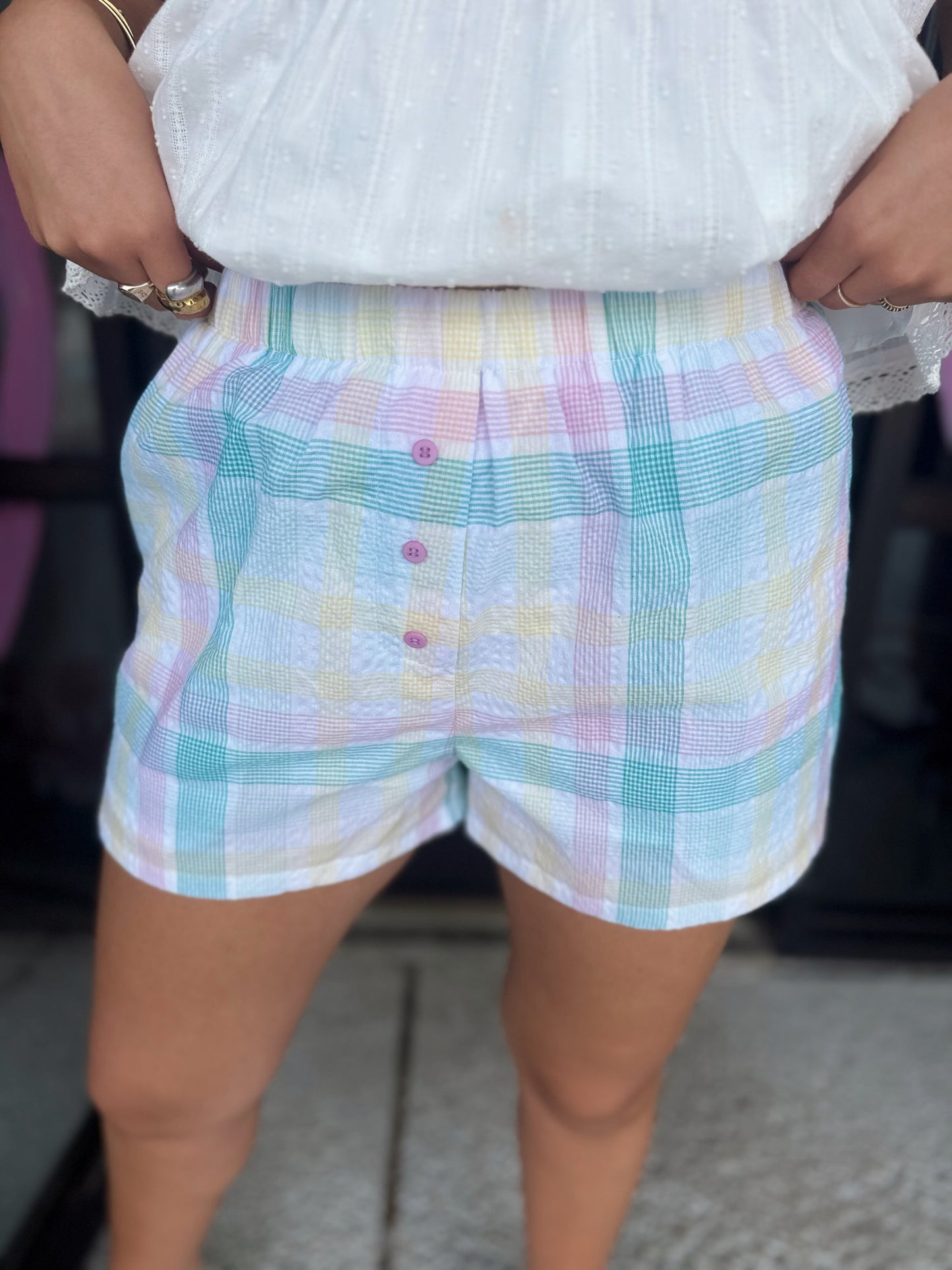 Hunter Plaid Shorts - off white mix