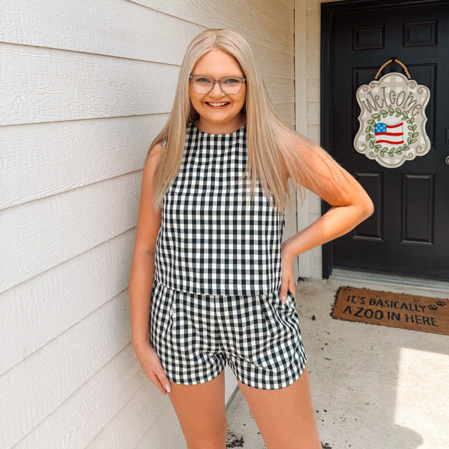 Gingham Girl Set - Black