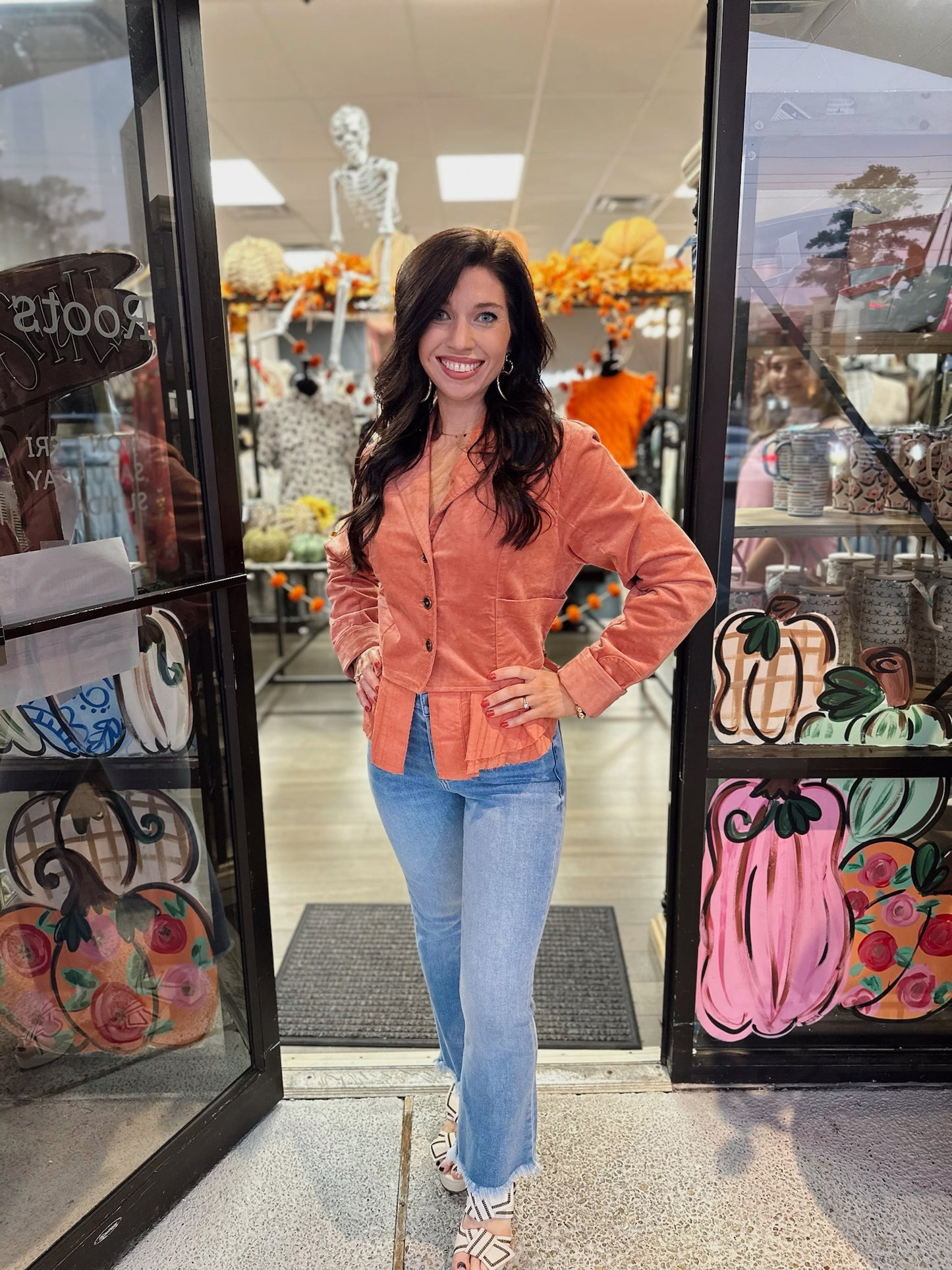 Contrasted Peplum Jacket