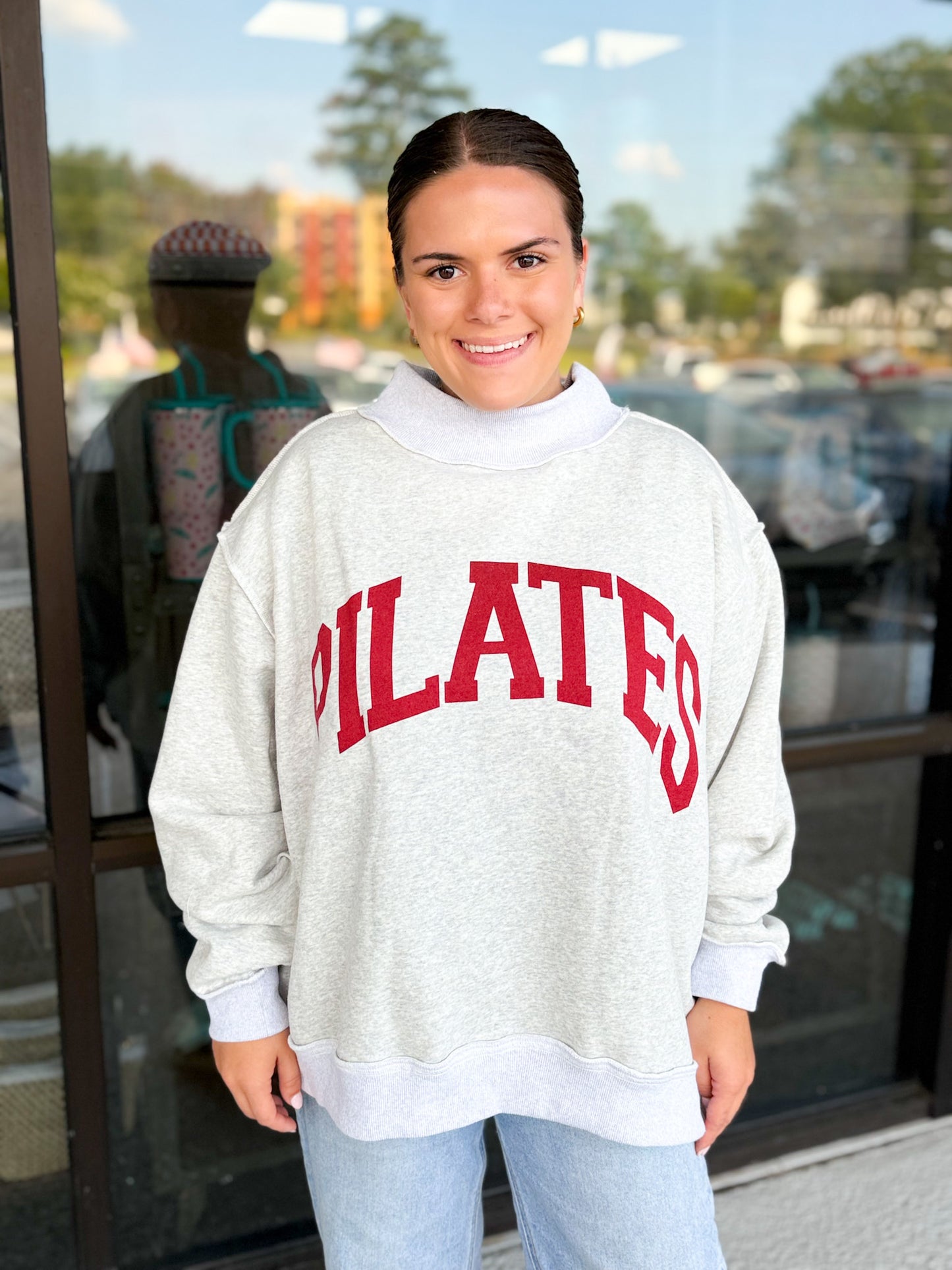 PILATES/YOGA Reversible Mockneck-Heather Grey