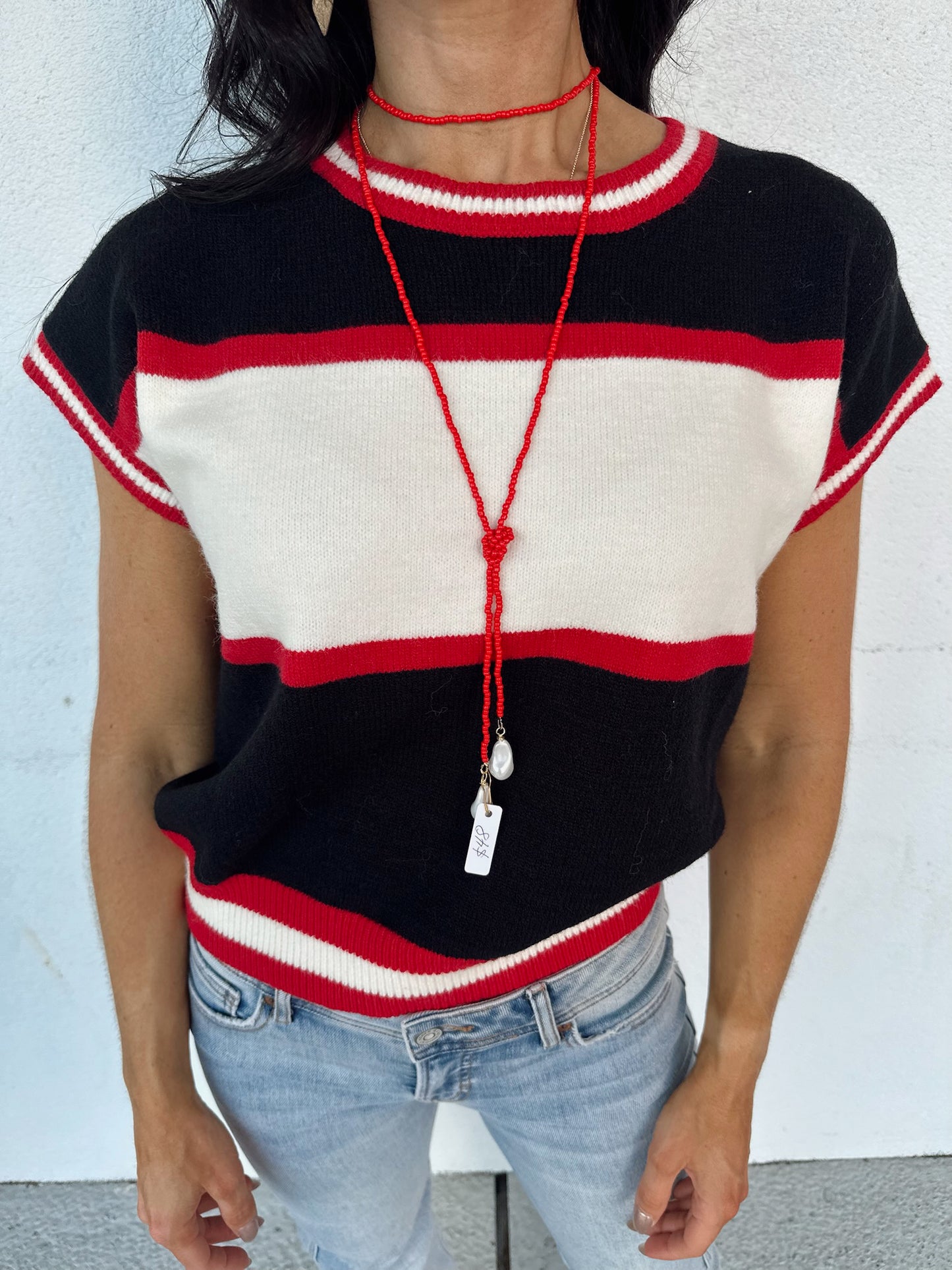 Put me in Coach top - black/red
