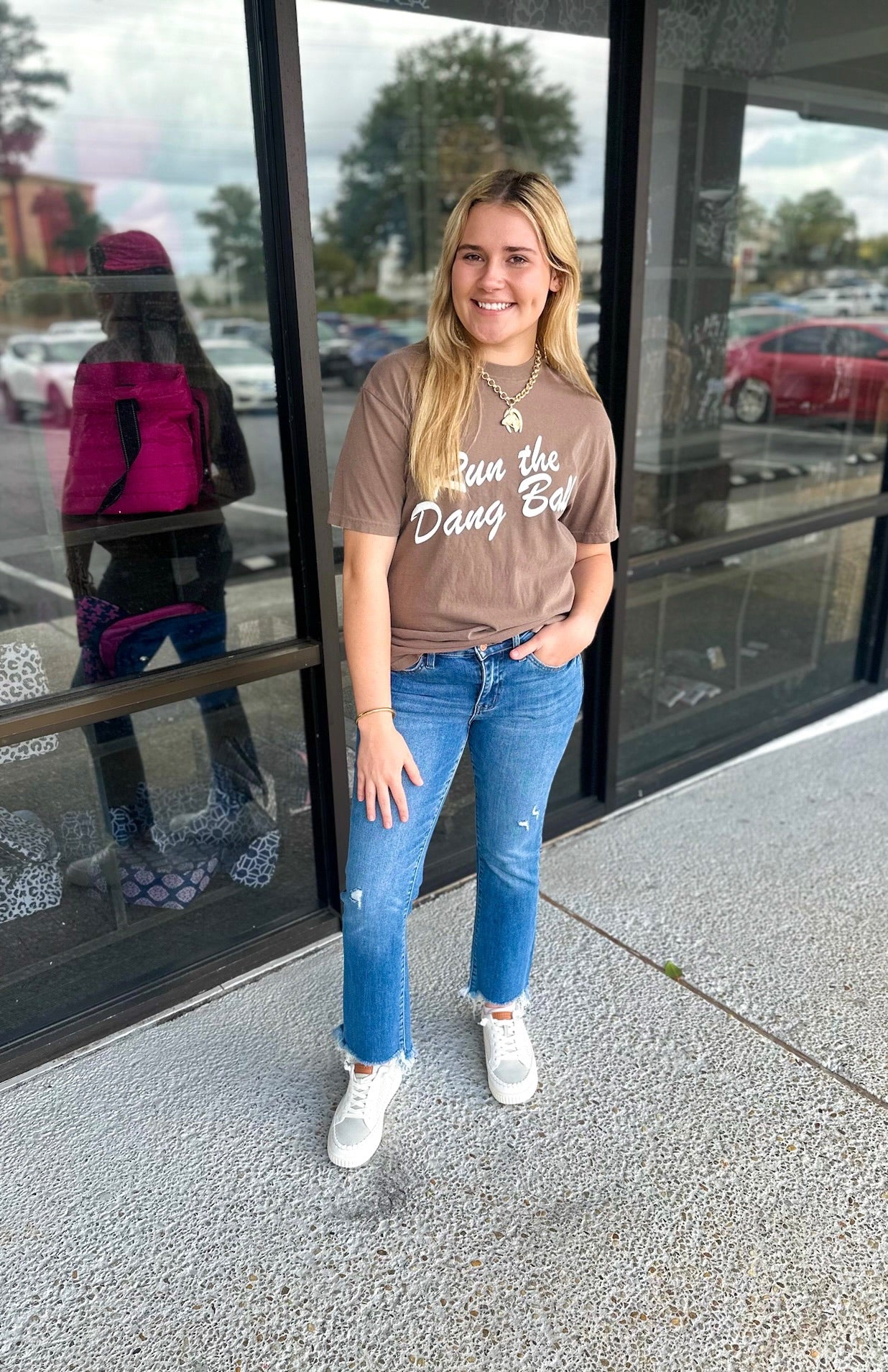 Run The Dang Ball Tee-Brown