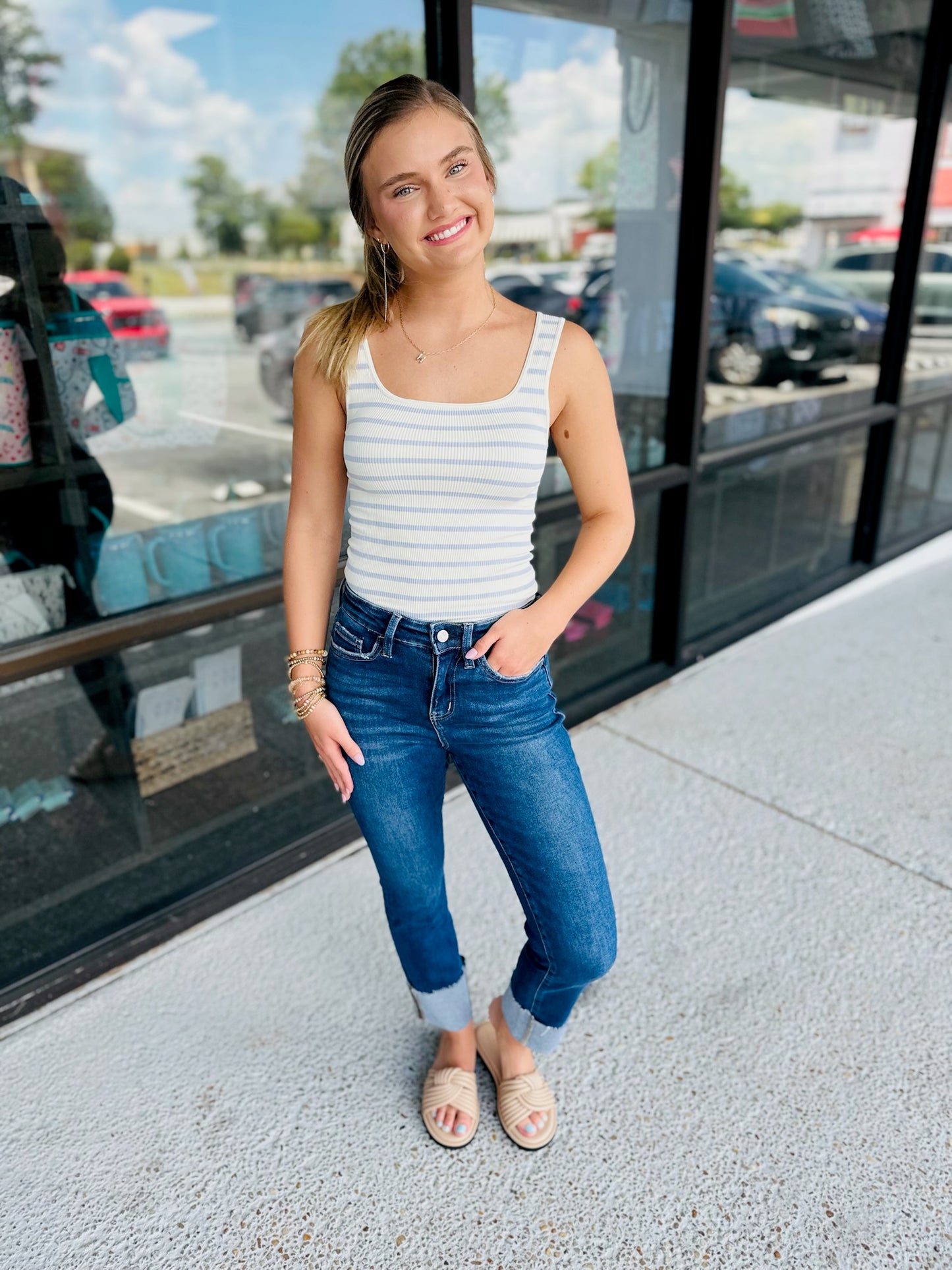Striped Ribbed Bodysuit