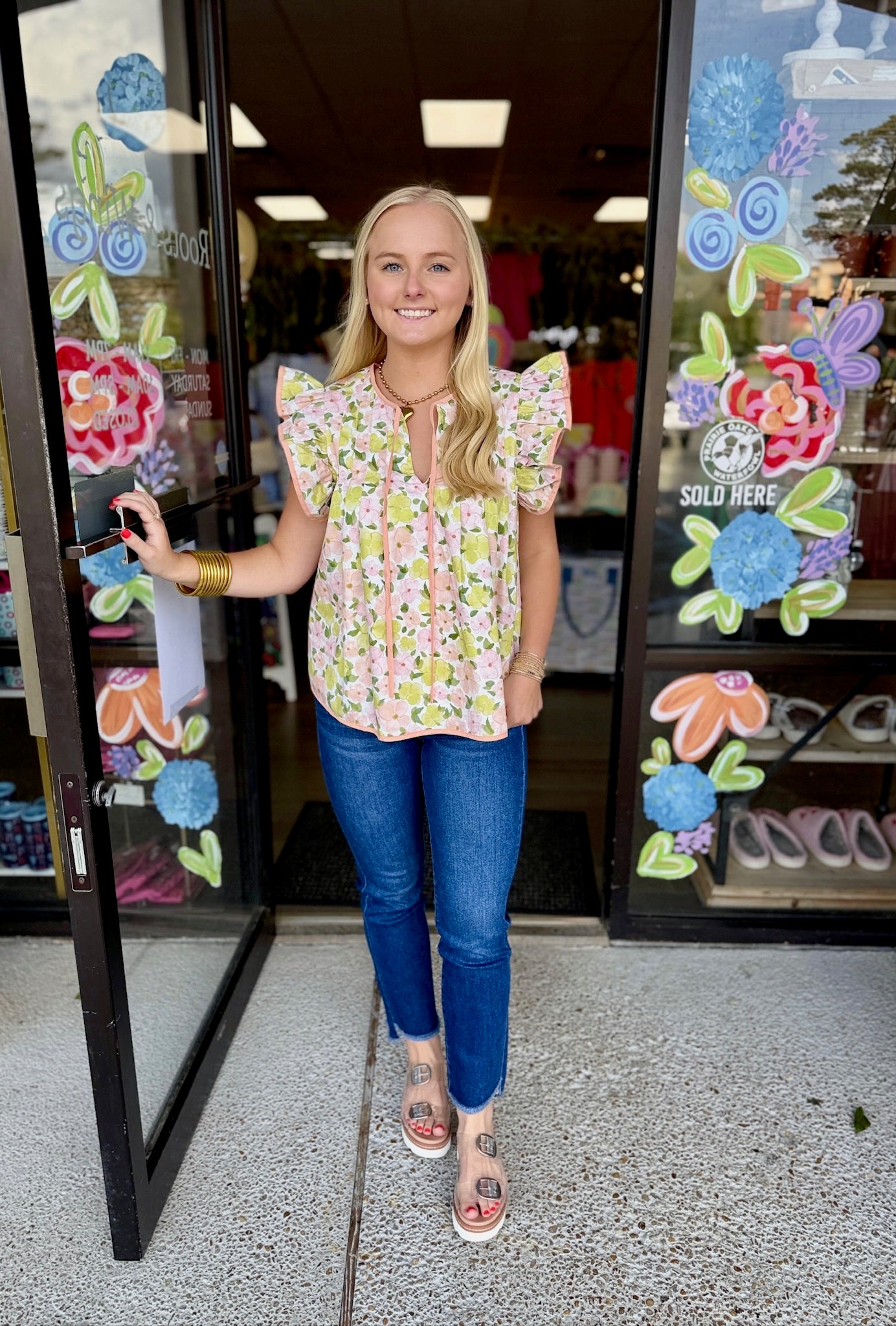 Floral Print Contrast Top