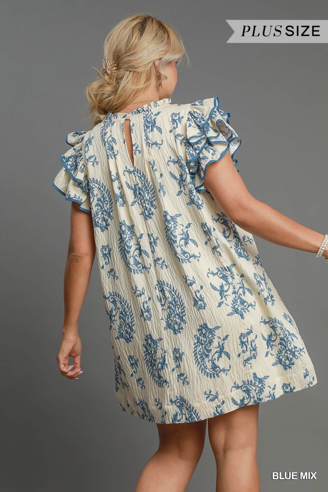 Two Tone Paisley Tiered Mini-Blue Mix