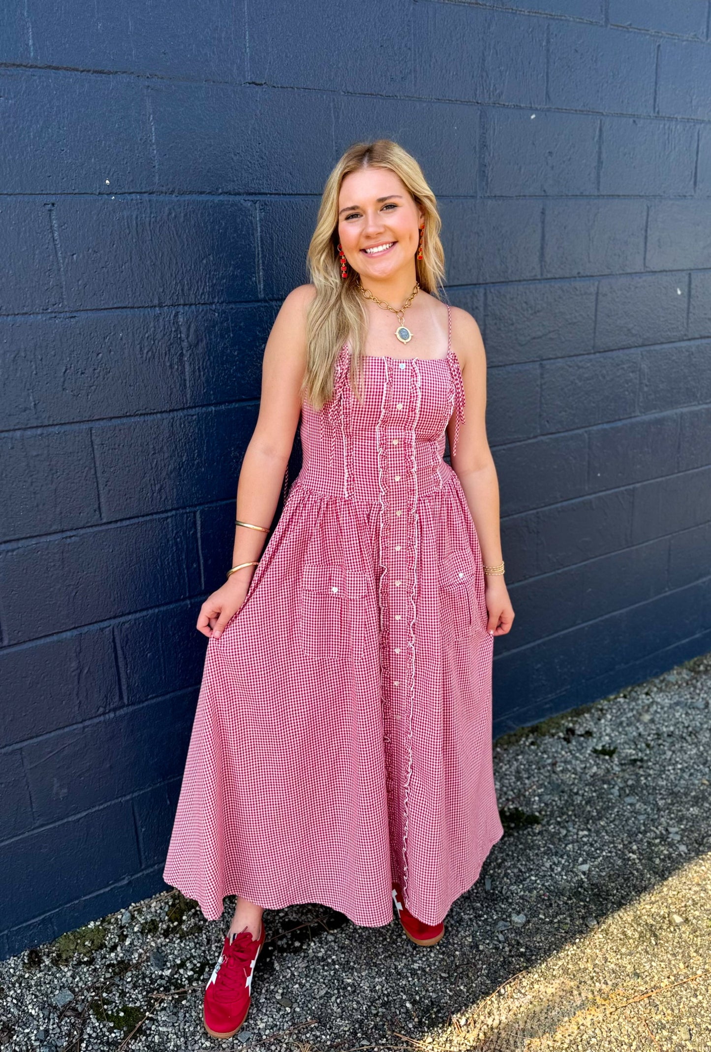Gingham Time Midi - Red Mix