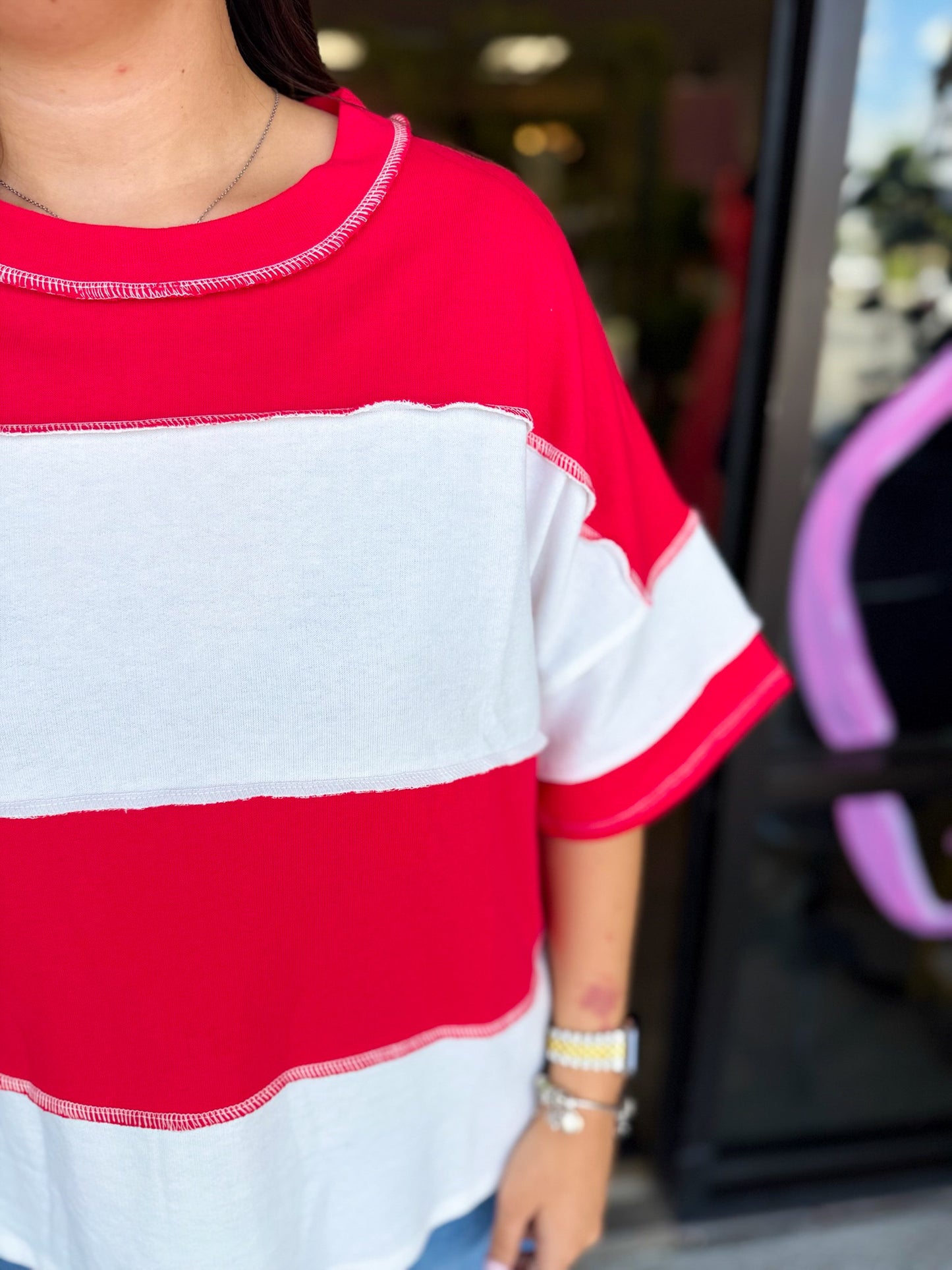 Terry Colorblock Top - ruby