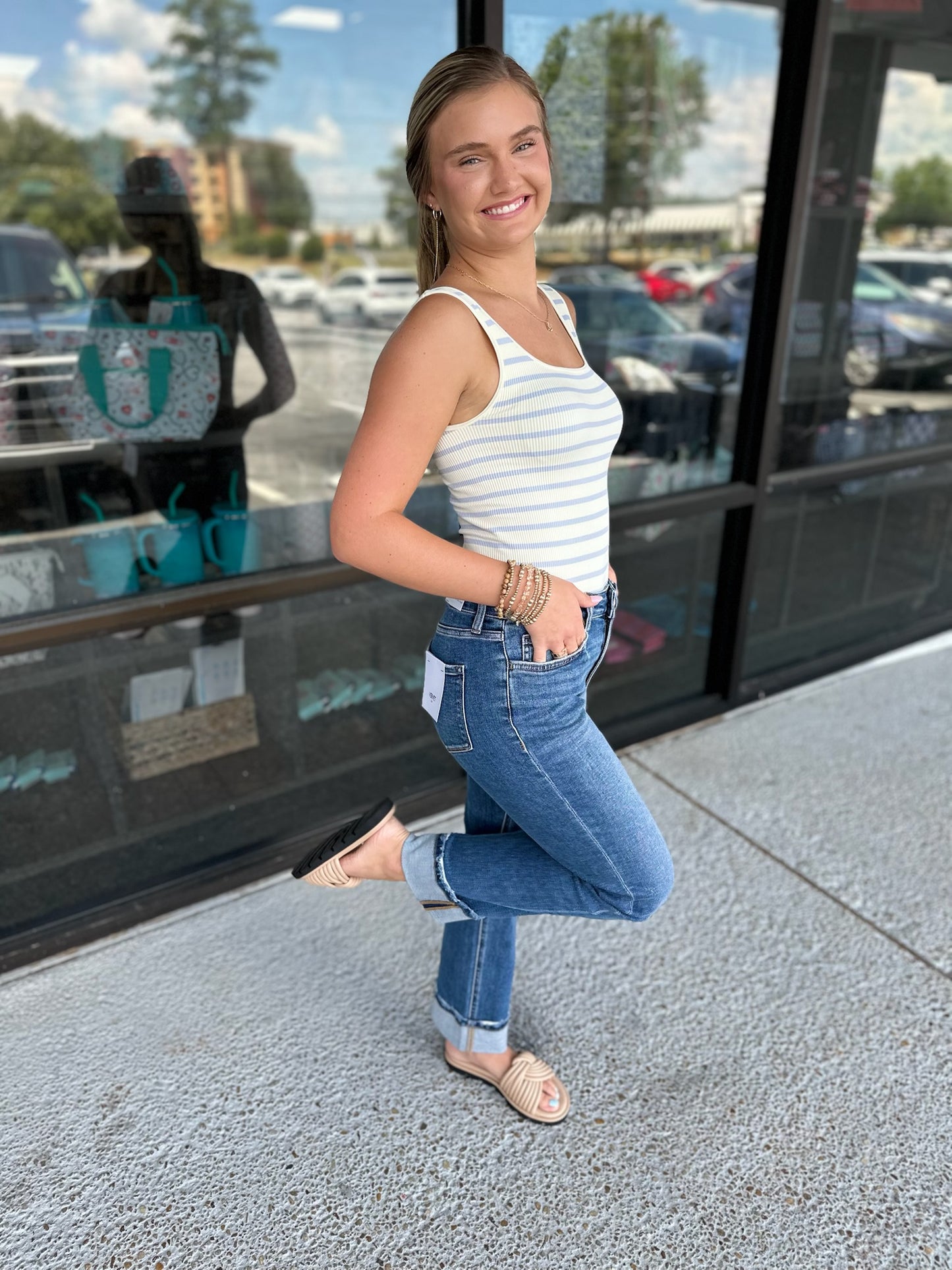 Striped Ribbed Bodysuit