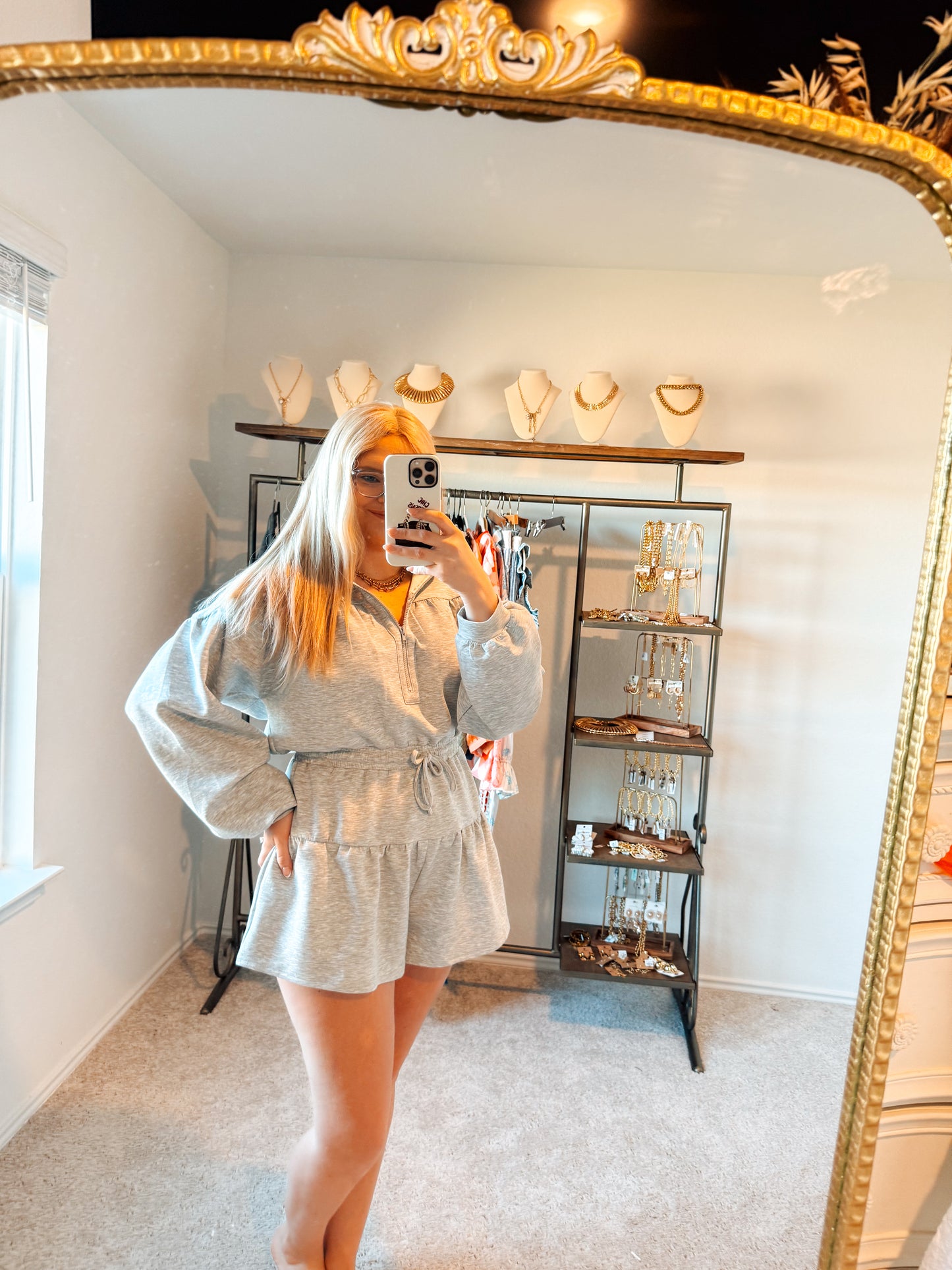 Scuba Hooded Romper- Heather Grey