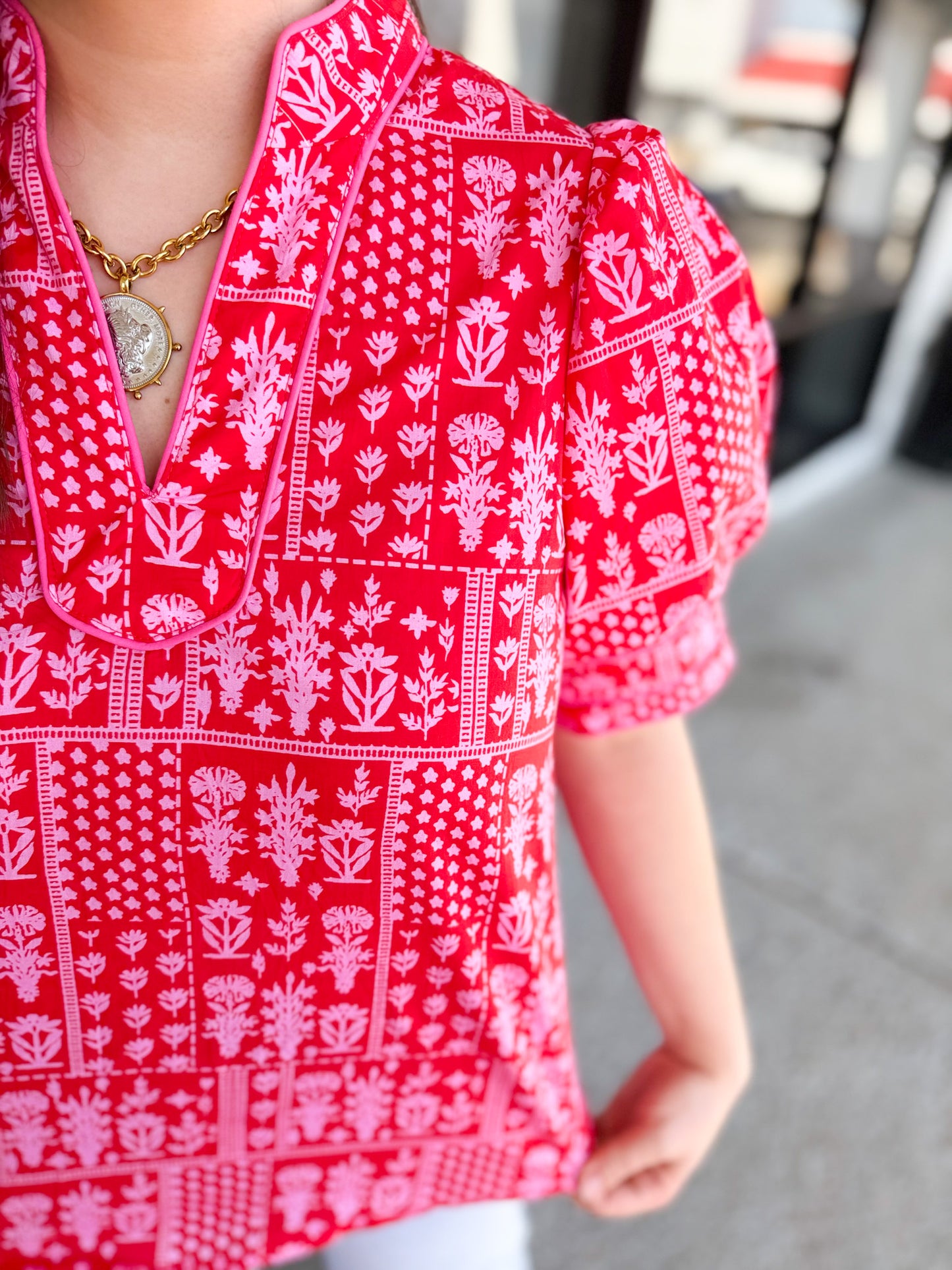 valentine's baby top- red mix