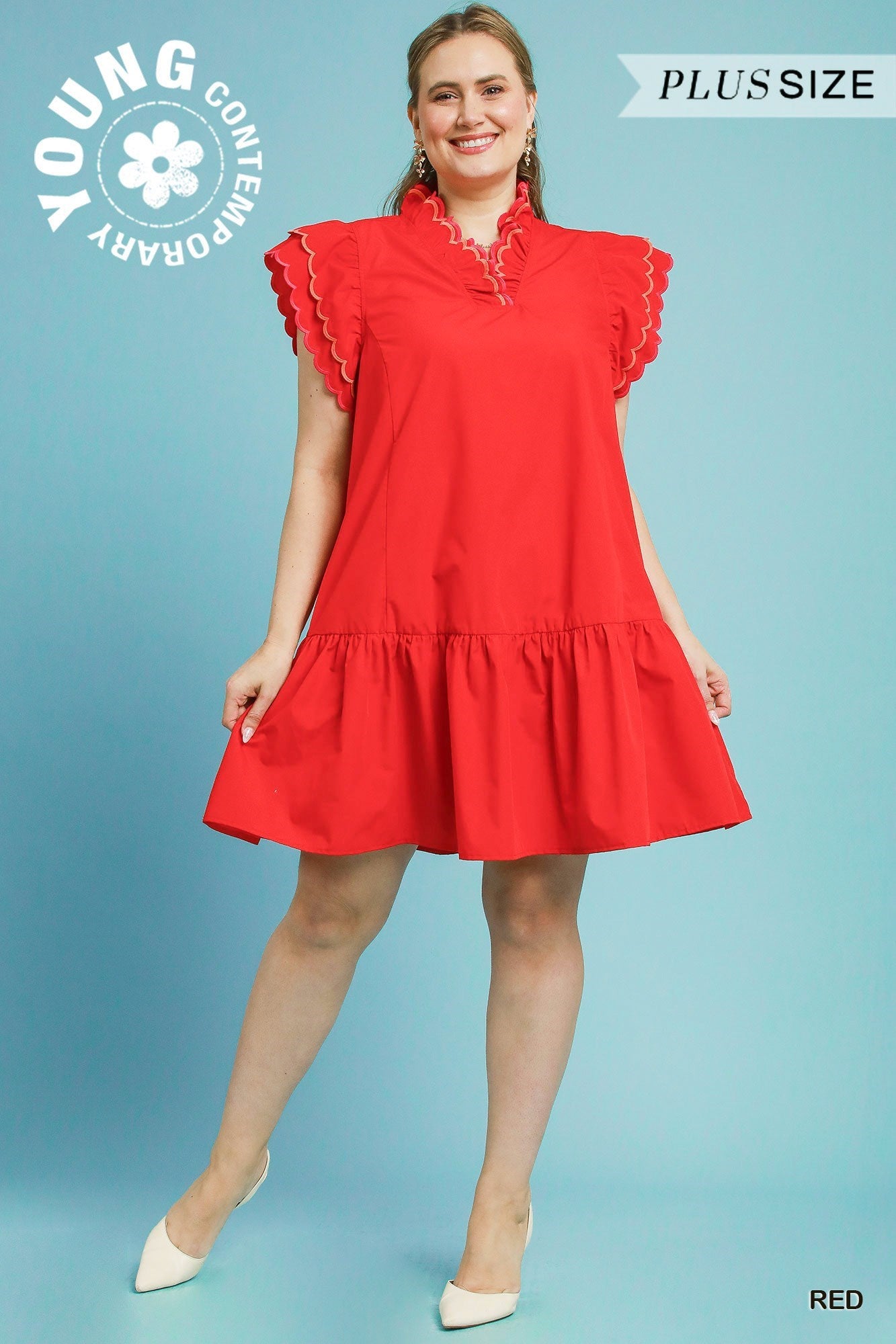 Cynthia Ruffle Mini-Red