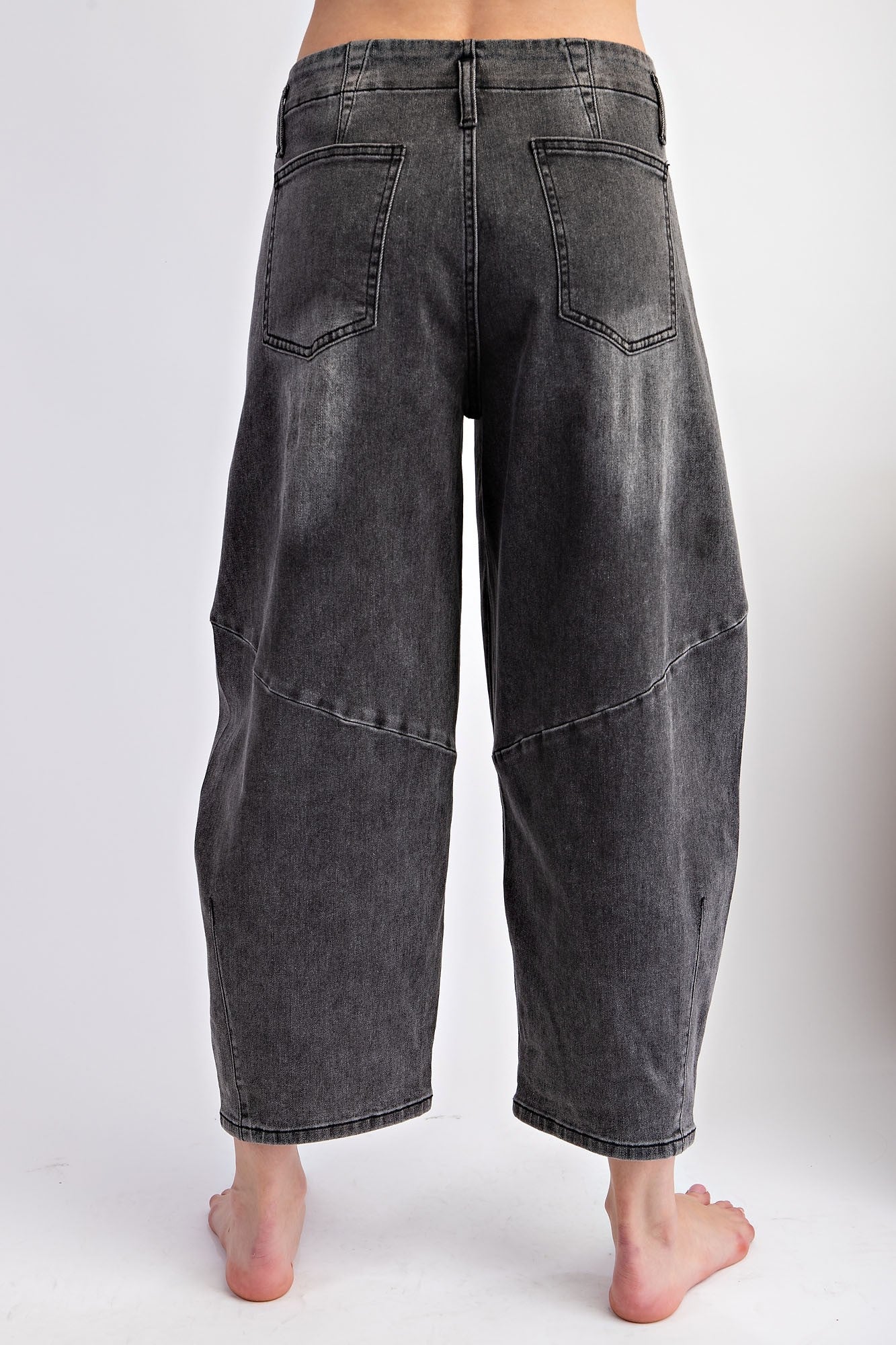 Washed Barrel Pants-Black Denim