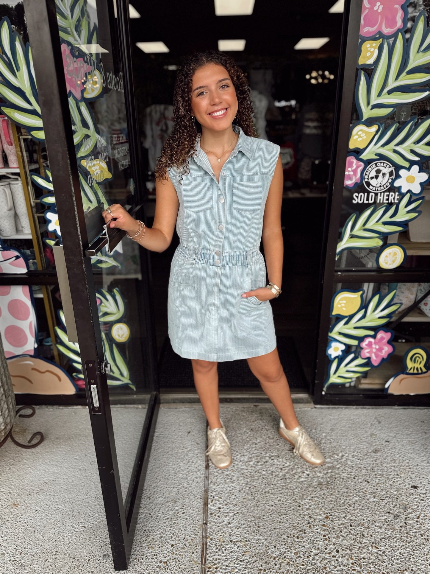 Washed Denim Dress-Denim Blue