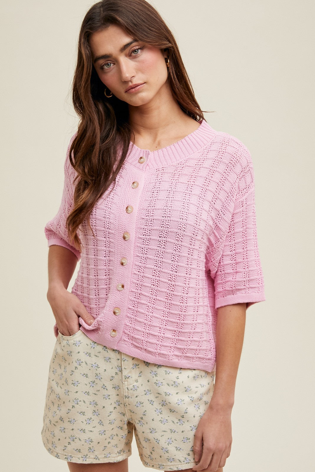 Textured Button up- Ballet