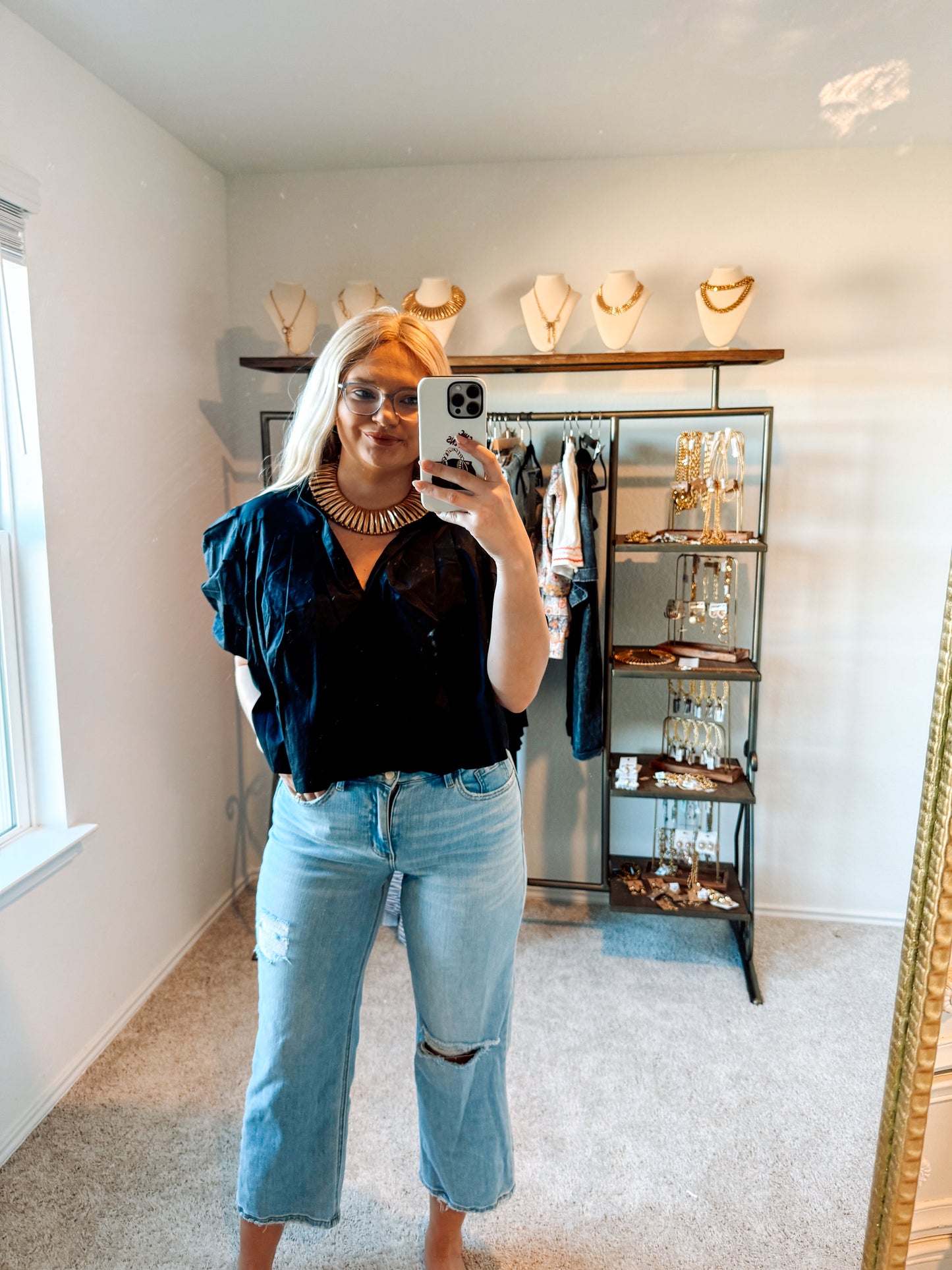 Pleated Pintuck Blouse - Black