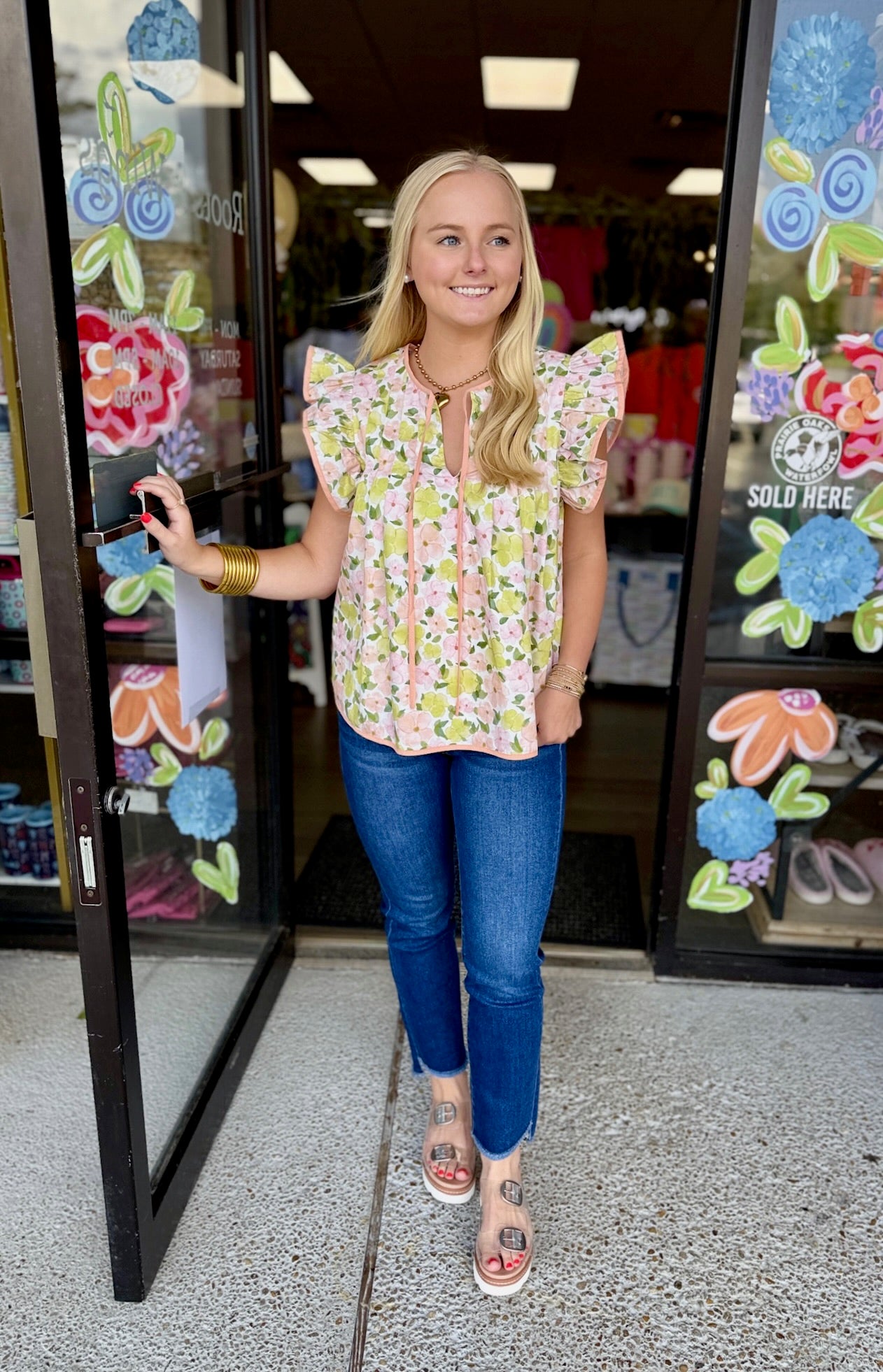 Floral Print Contrast Top