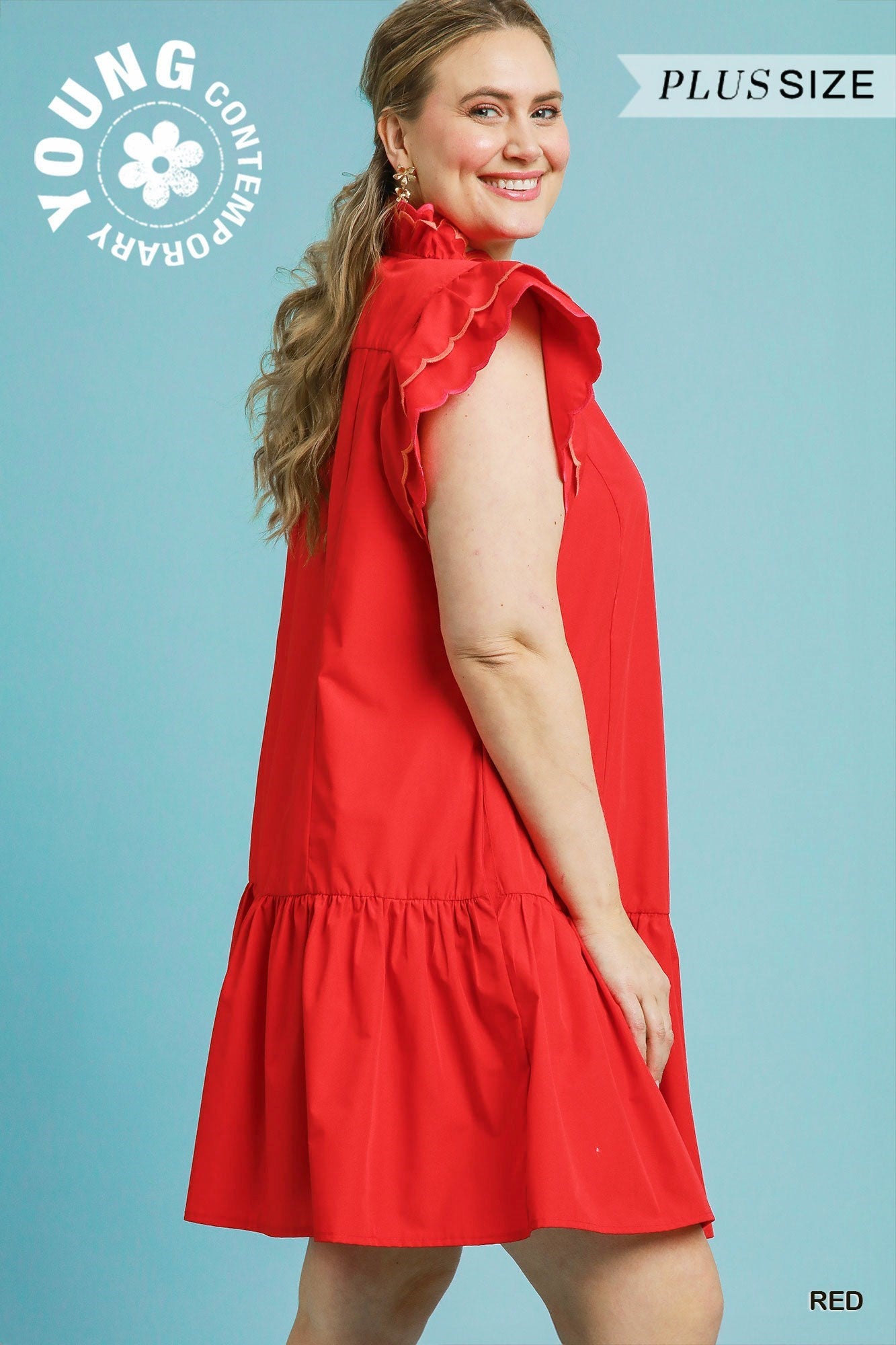 Cynthia Ruffle Mini-Red