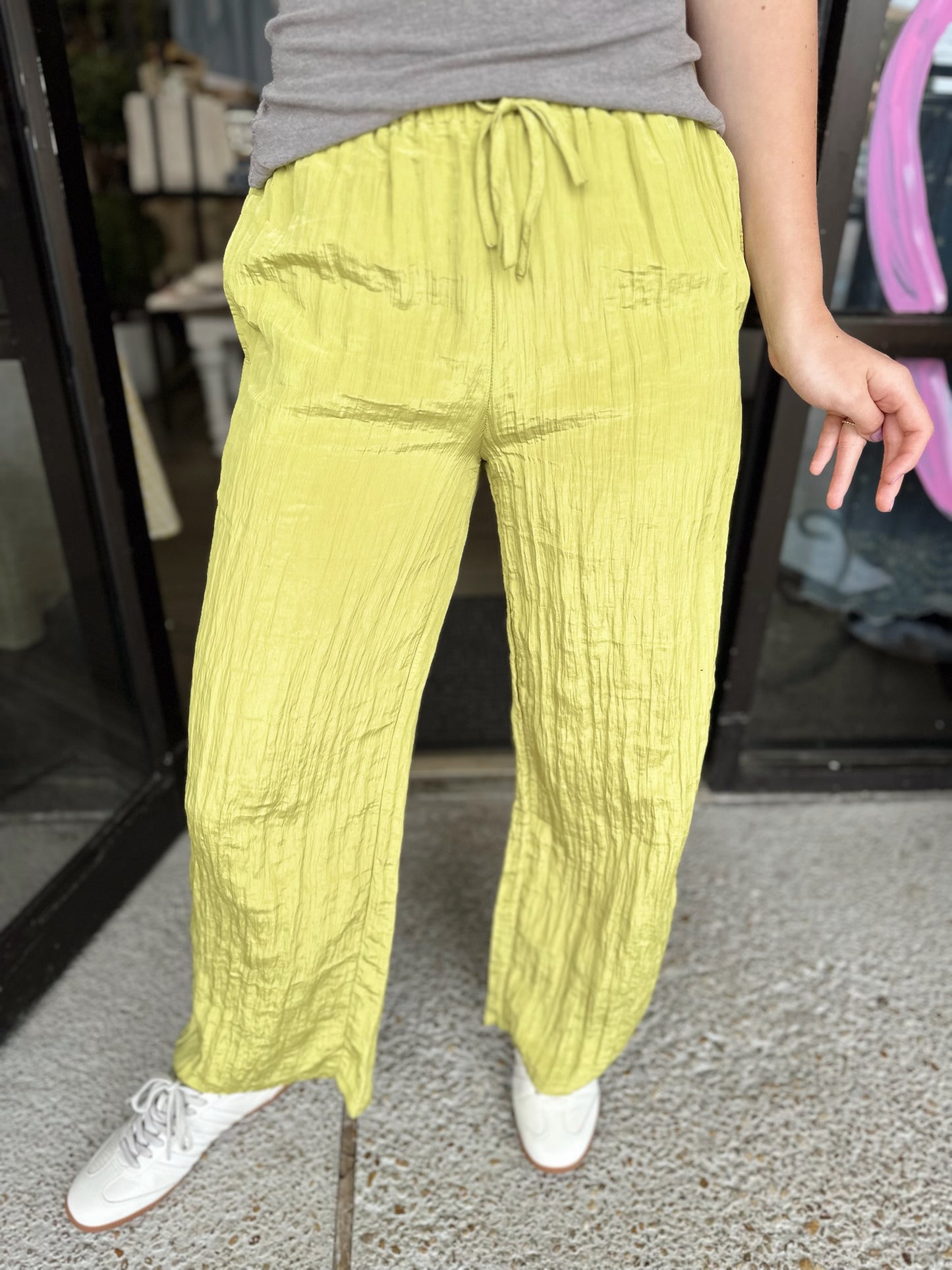Satin Dreams Pants - Lemon Grass