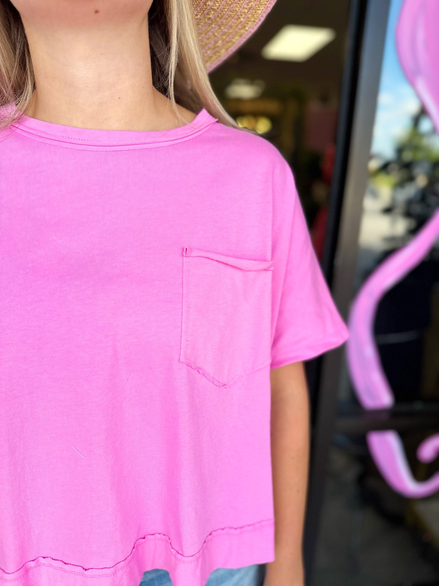 Exposed Seam Top - candy pink