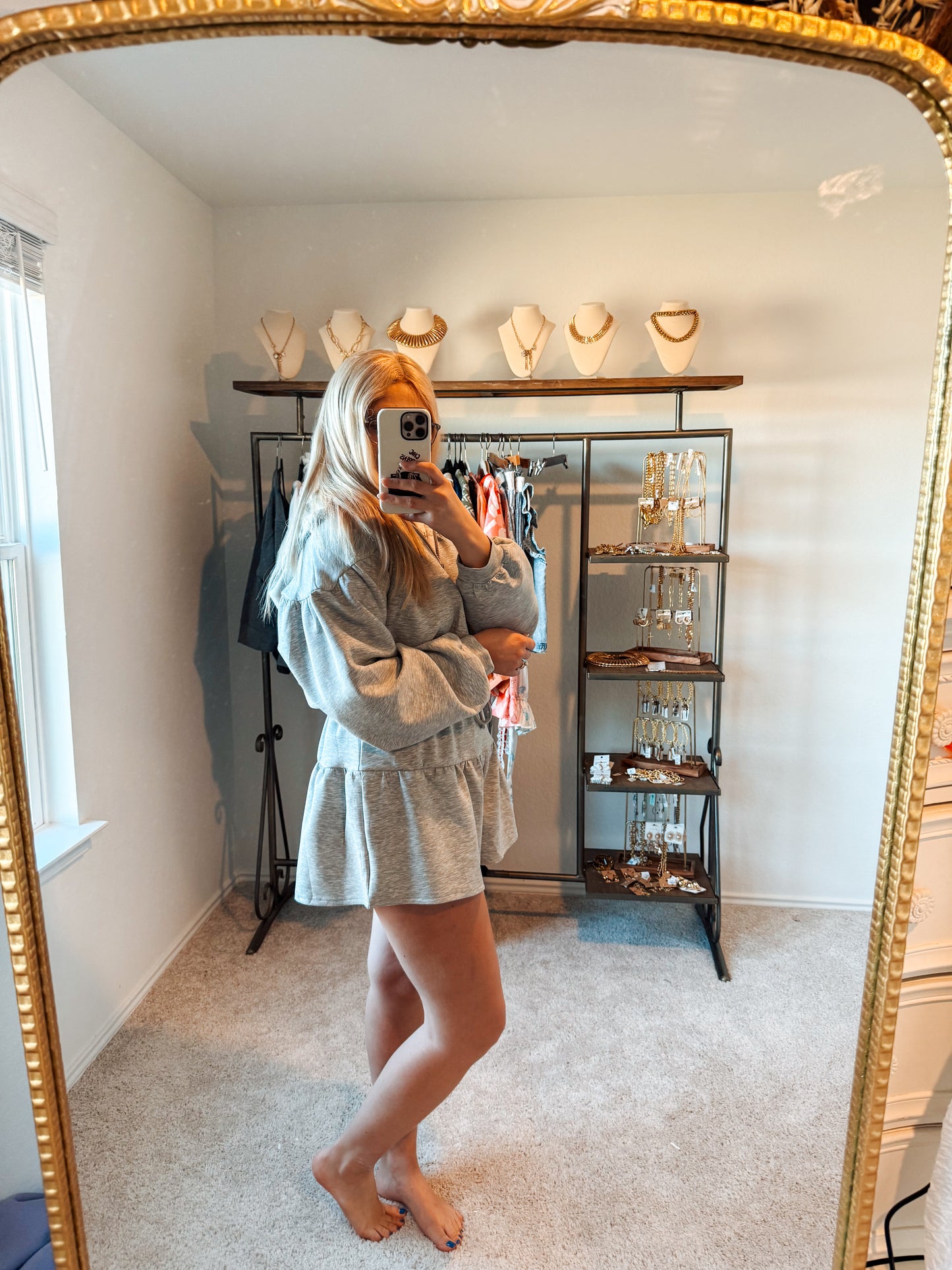 Scuba Hooded Romper- Heather Grey