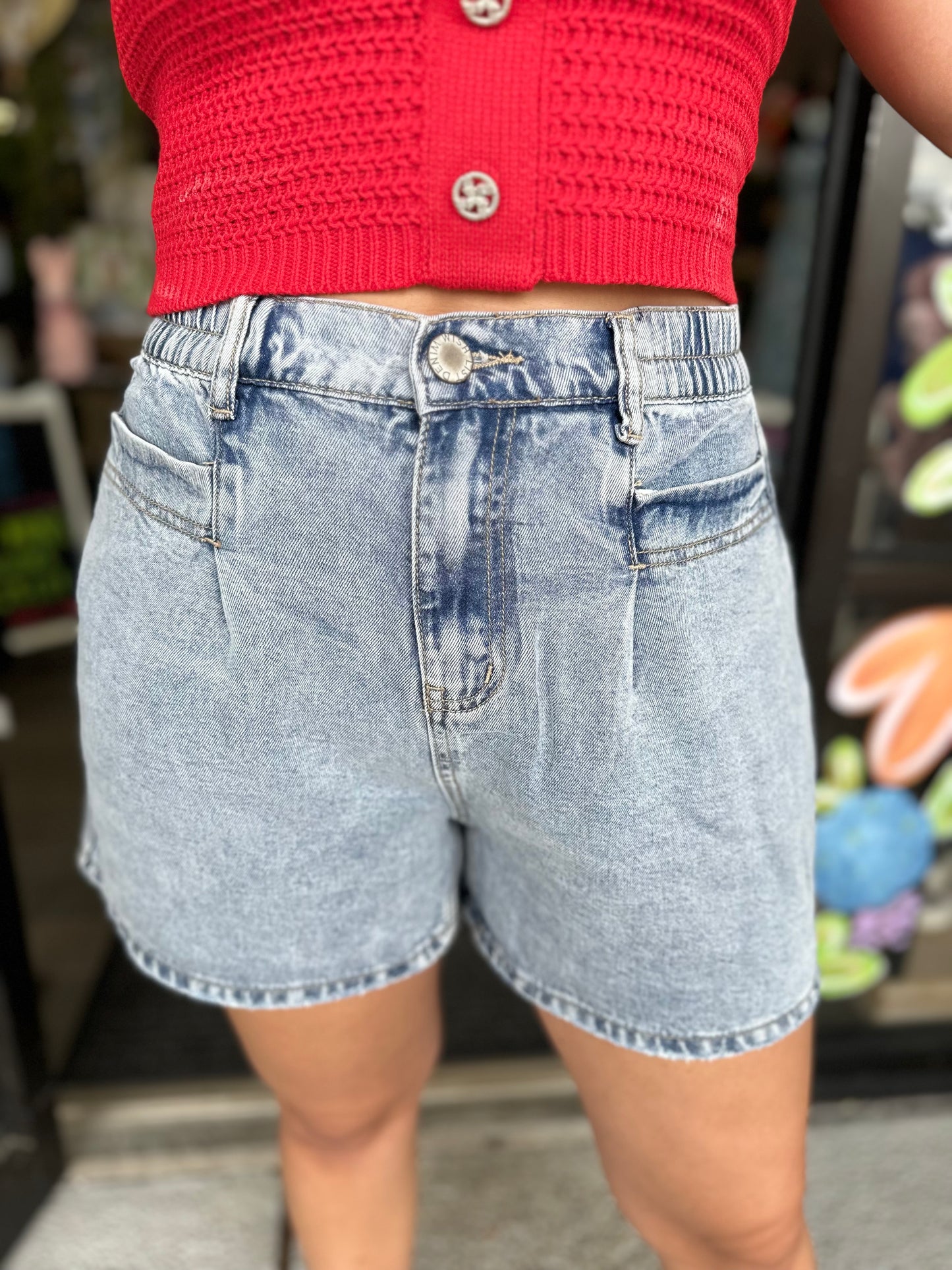 Raw Edge Hem Denim Shorts
