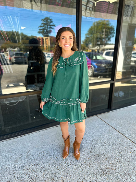 Flower Power Dress-Deep Green