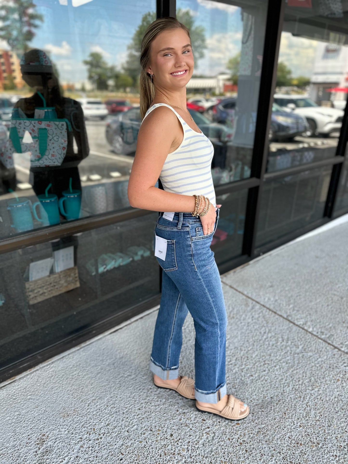 Striped Ribbed Bodysuit