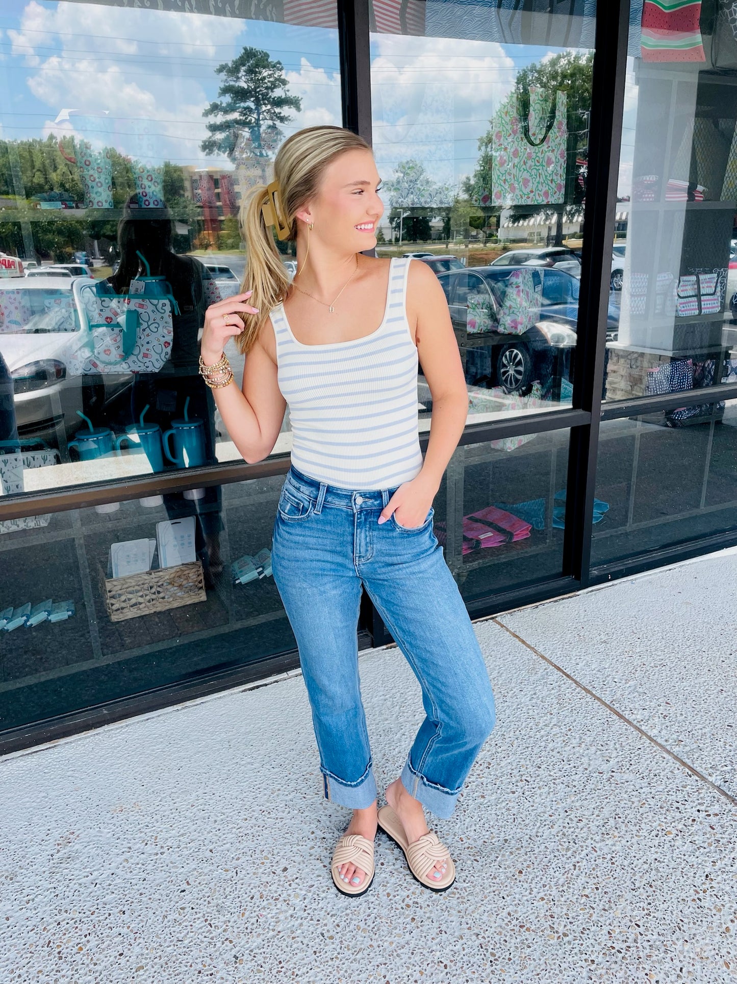 Striped Ribbed Bodysuit