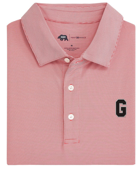 Hairline Stripe Performance Polo- Red