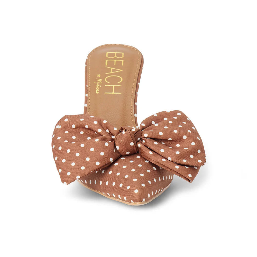 Goldi4 Heeled Mule - brown polka dot