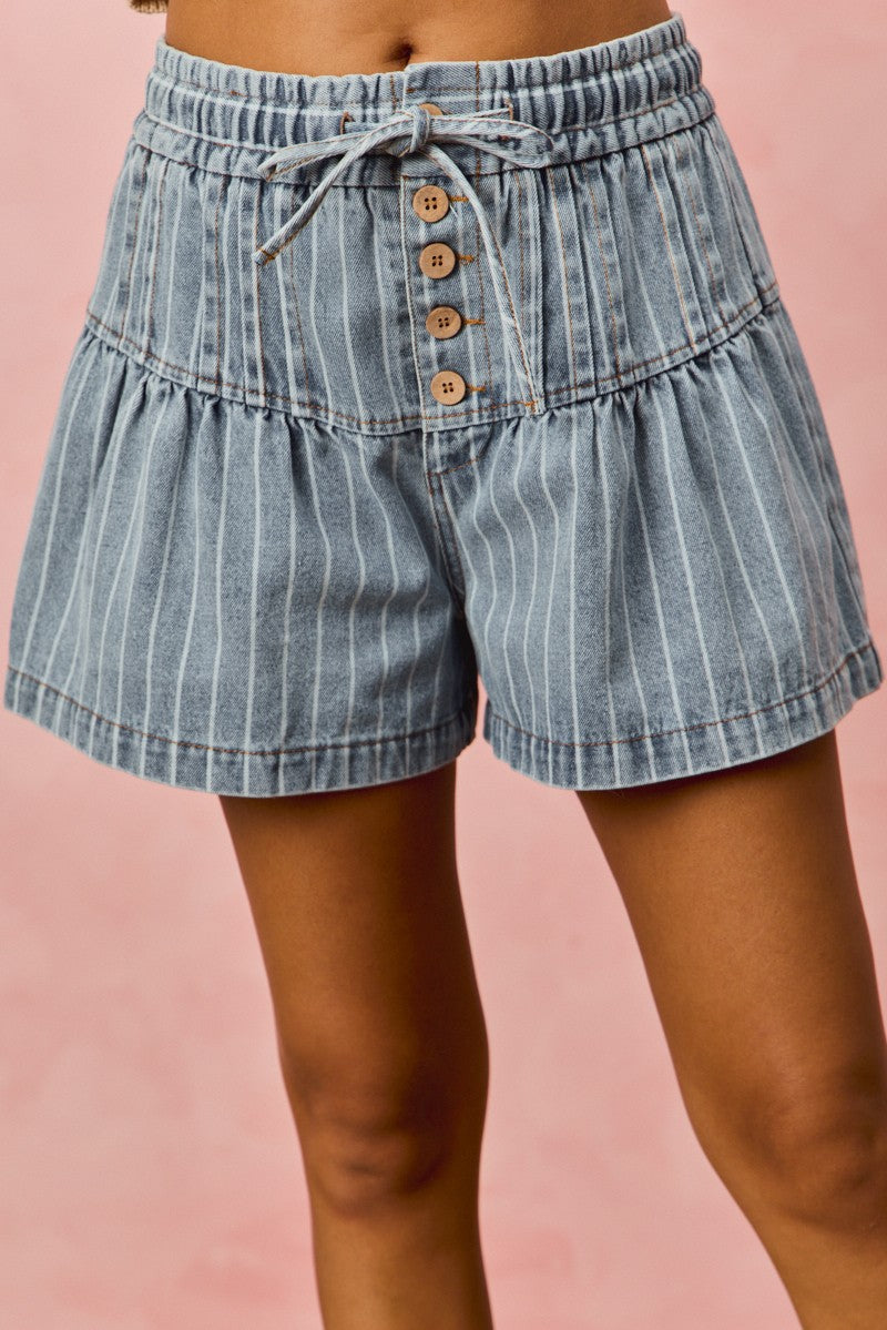 Pumpkin Patch Cutie Stripe Denim Shorts