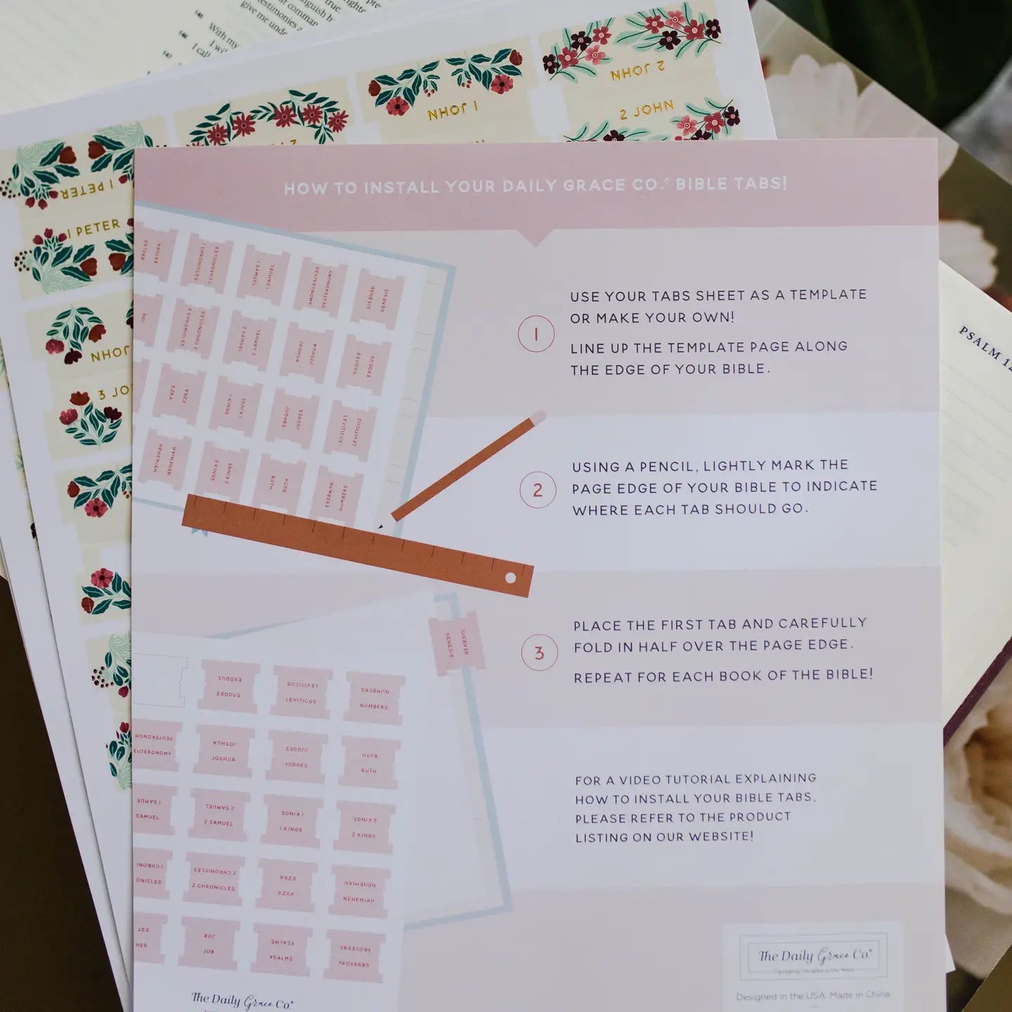 Burgundy Bloooms Bible Tabs