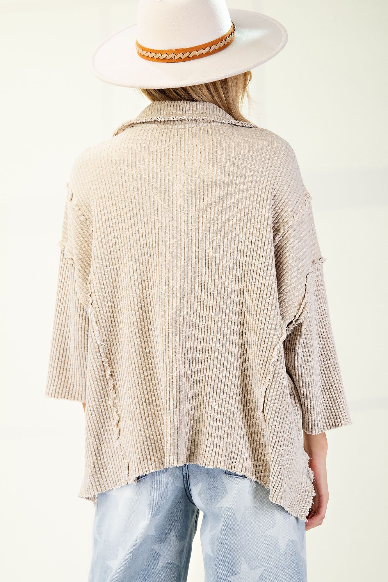 3/4 Sleeve Mineral Washed Top