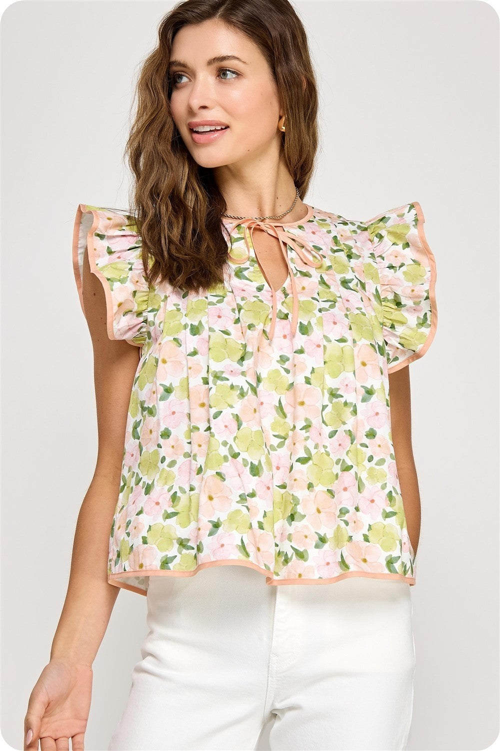 Floral Print Contrast Top