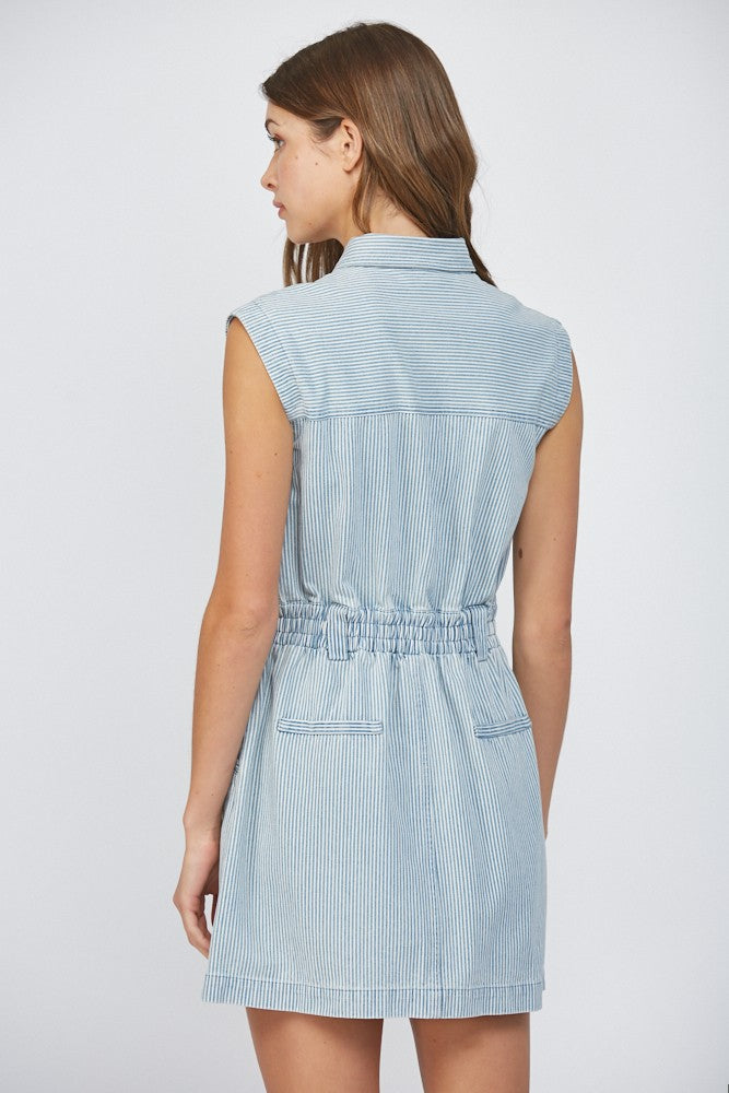 Washed Denim Dress-Denim Blue