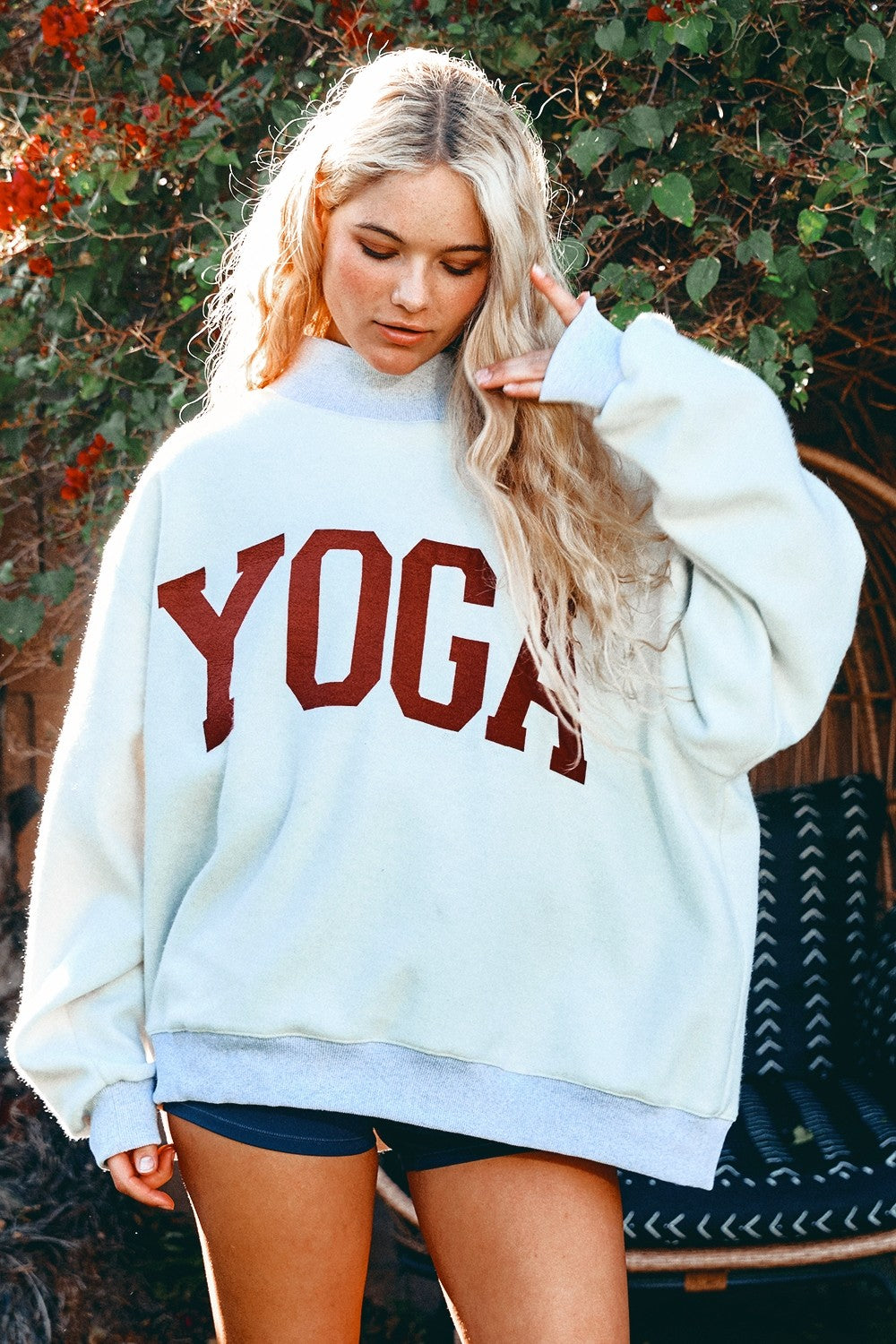 PILATES/YOGA Reversible Mockneck-Heather Grey