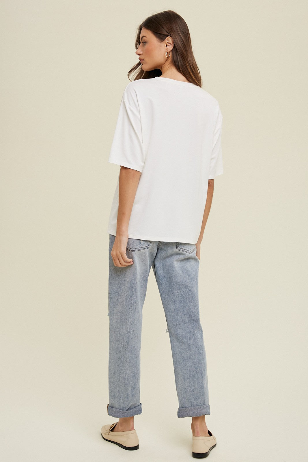 Debbie Basic V-Neck-Off White