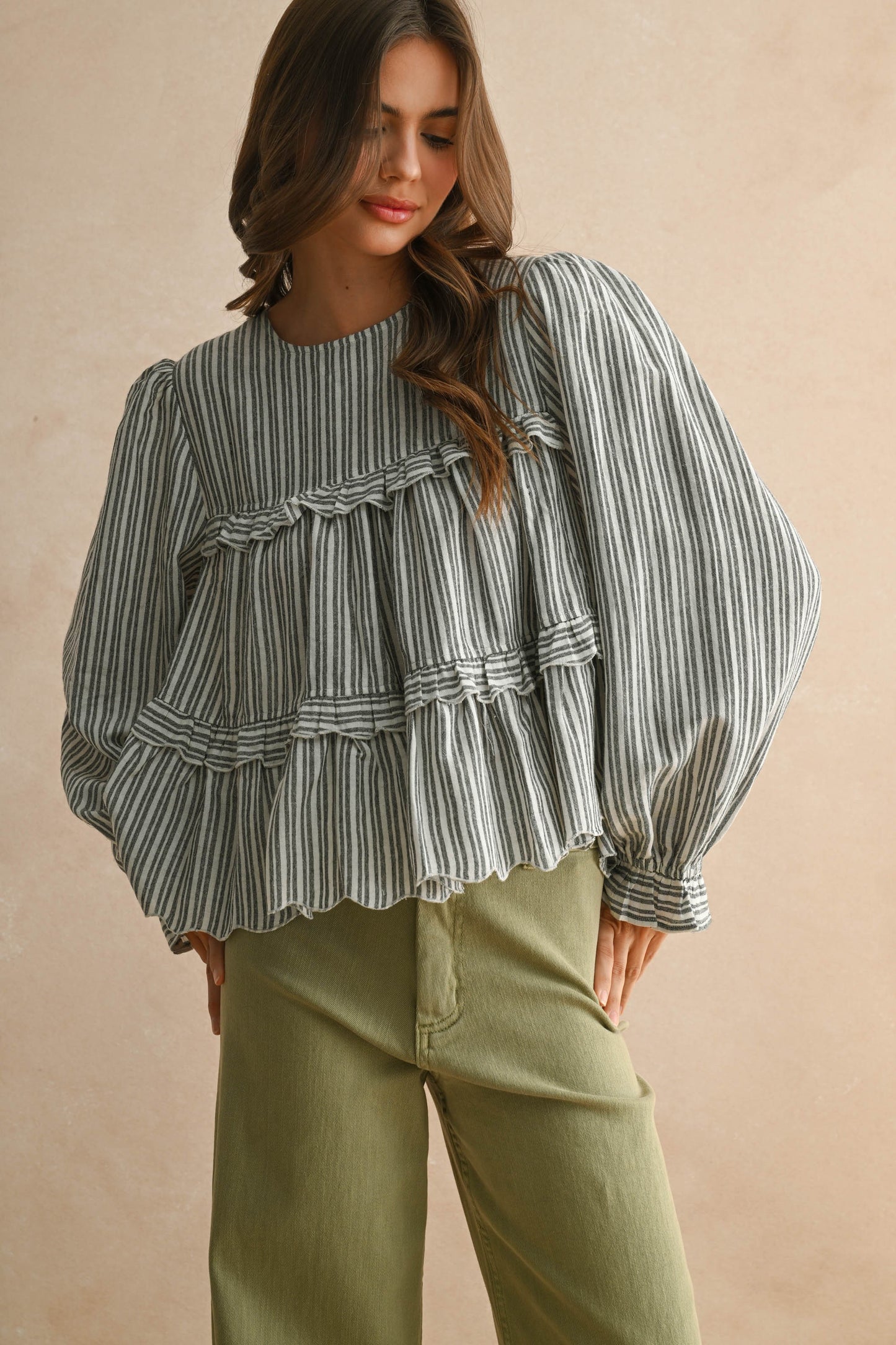 Olivia Striped Top-Black