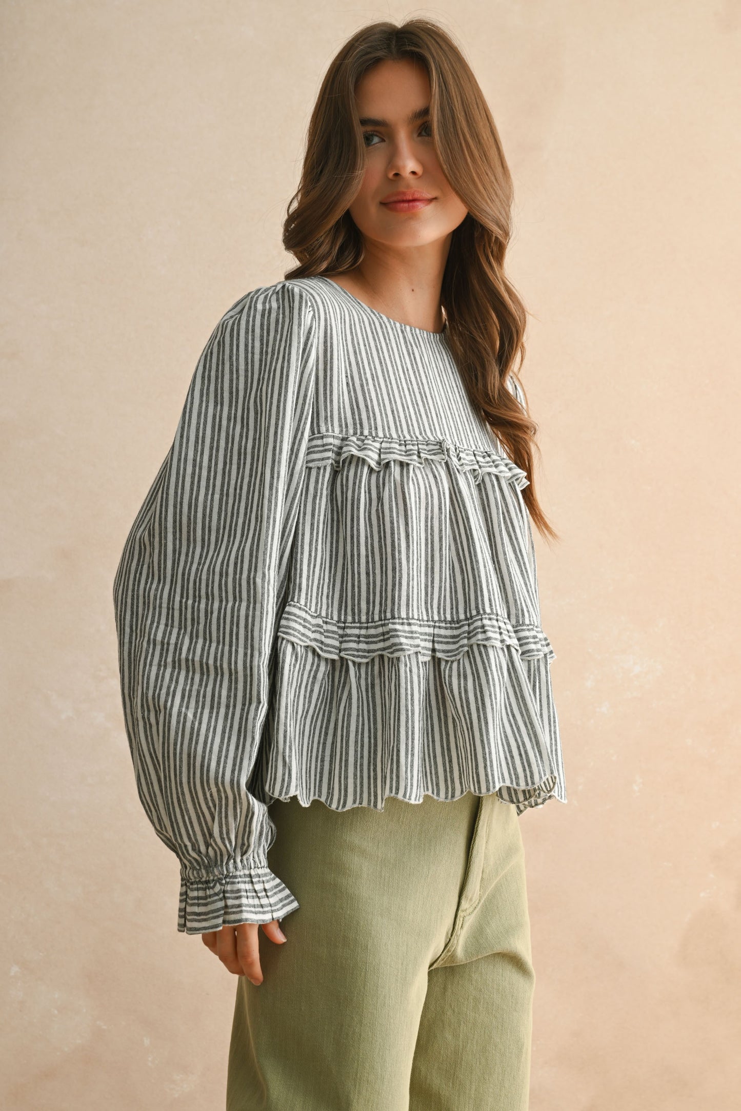 Olivia Striped Top-Black